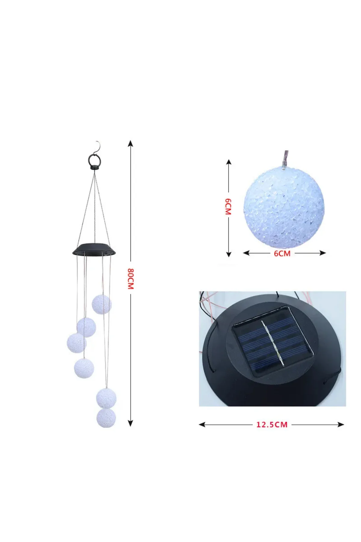 Güneş Enerjili Animasyonlu LED Bahçe Balkon Ağaç Solar Aydınlatma 6 Ledli Top Led Tasarımlı Solar Gü - pazariz Görsel 2