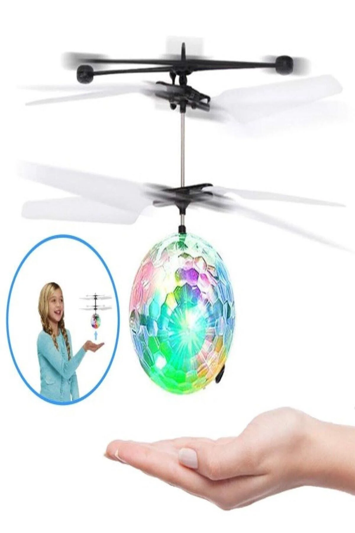Sihirli Elektrikli Uçan Top Çocuklar Led Işık Oyuncak Drone Kızılötesi Sensör Helikopter - pazariz Görsel 2