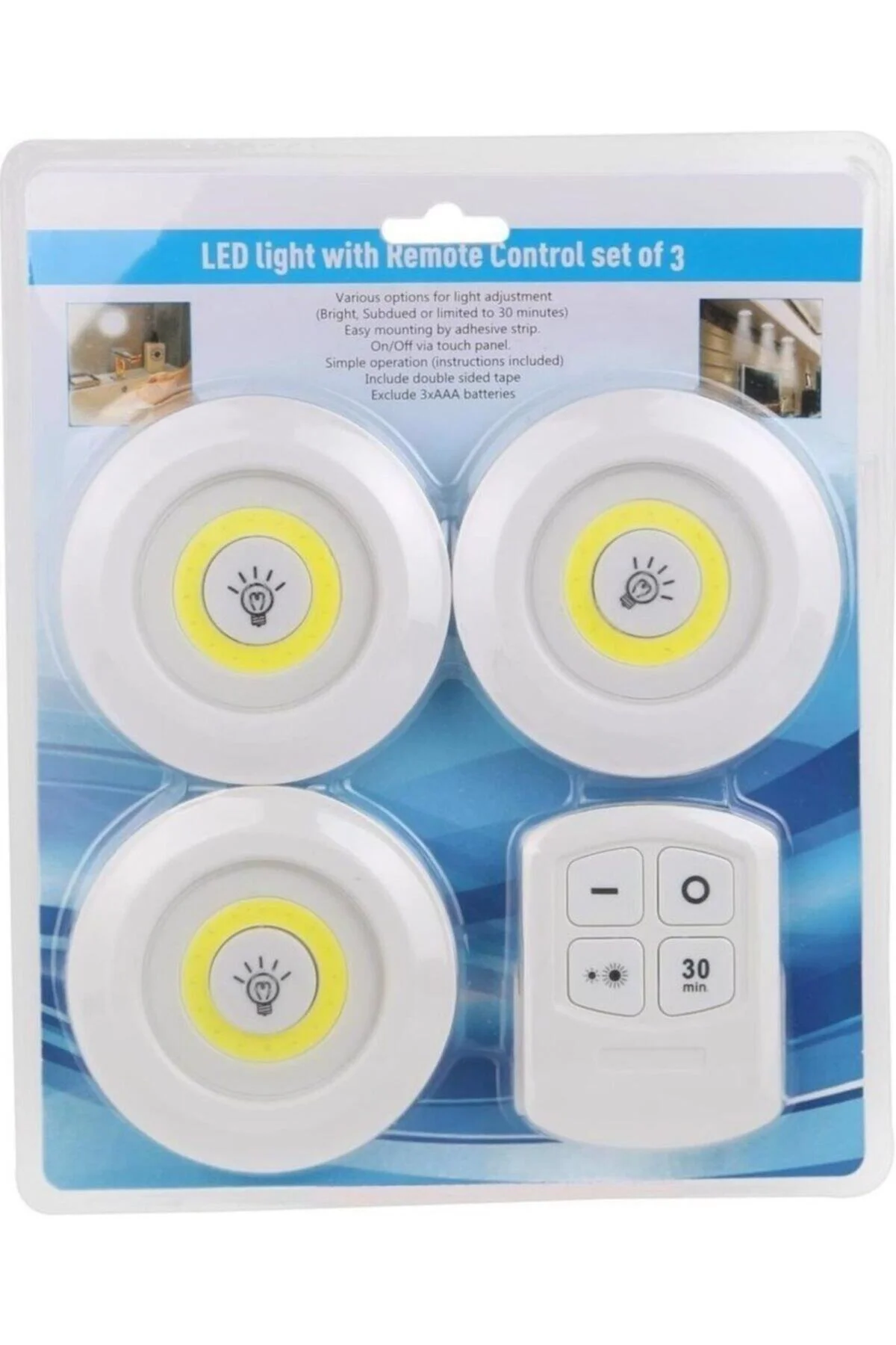 Uzaktan Kumandalı Pilli 3lü Spot Led Lamba Güçlü Beyaz Işık E-27
