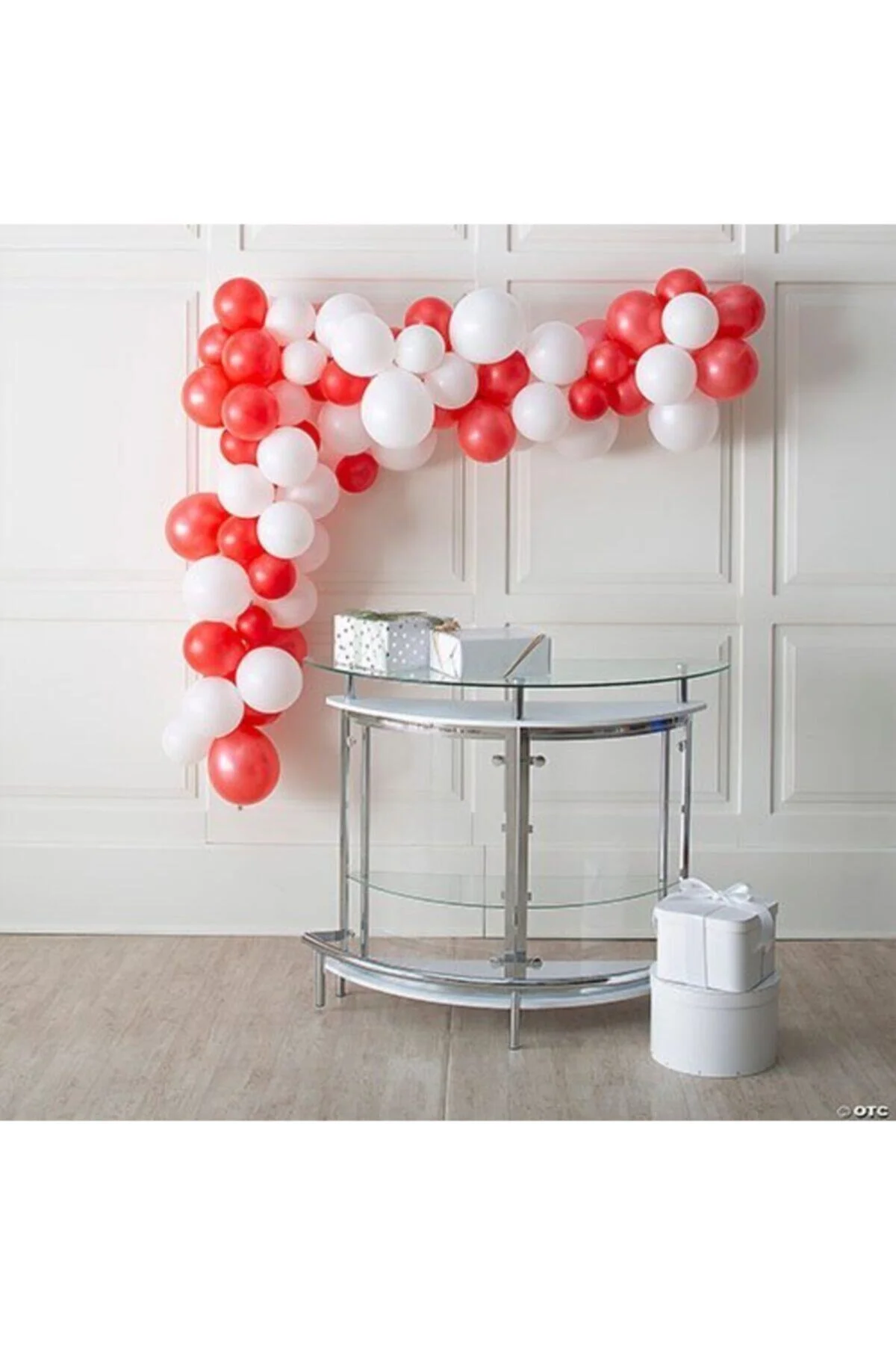 Kırmızı Beyaz Balon Zinciri 7,5 Metre