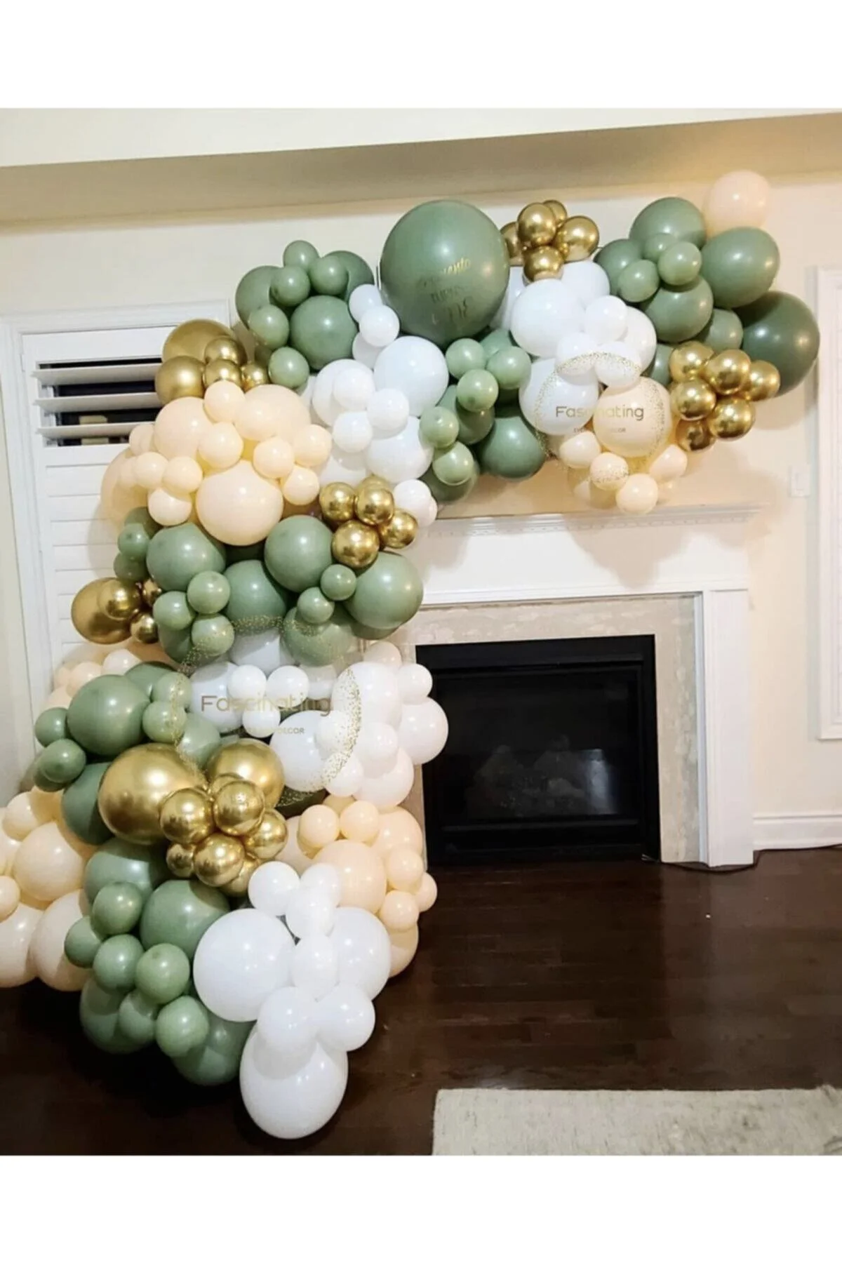 Krom Gold Küf Yeşili Beyaz Ve Somon Balon Zinciri 100 Adet
