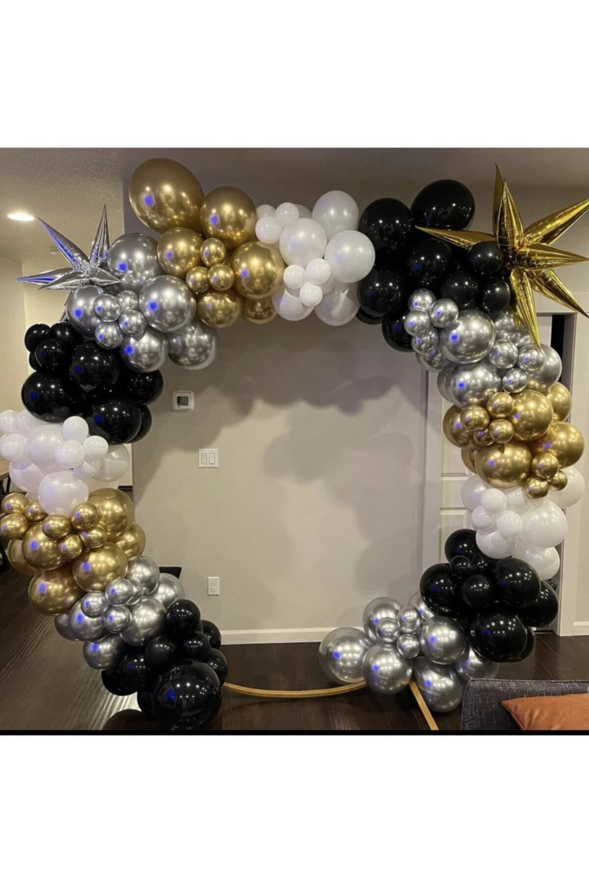 Krom Gold Gümüş Siyah Ve Beyaz Balon Zinciri 100 Adet