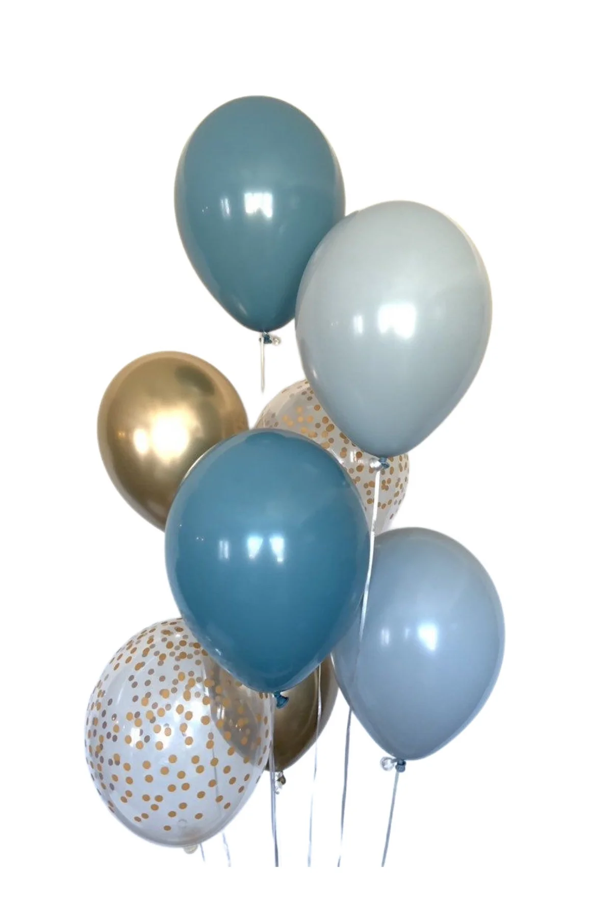 Derin Okyanus Fırtına Mavisi Gold Konfetili Balon Seti
