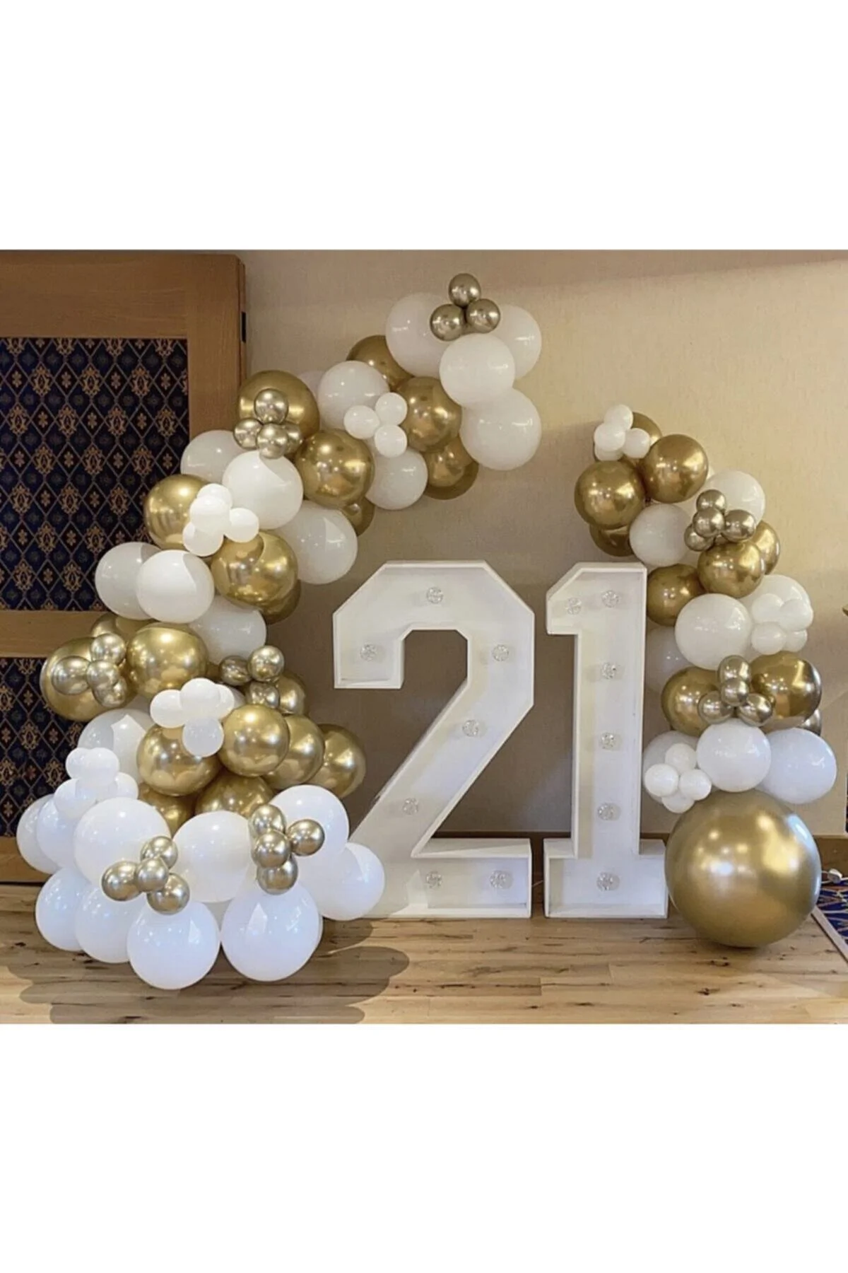 Krom Gold Beyaz Balon Zinciri 100 Adet