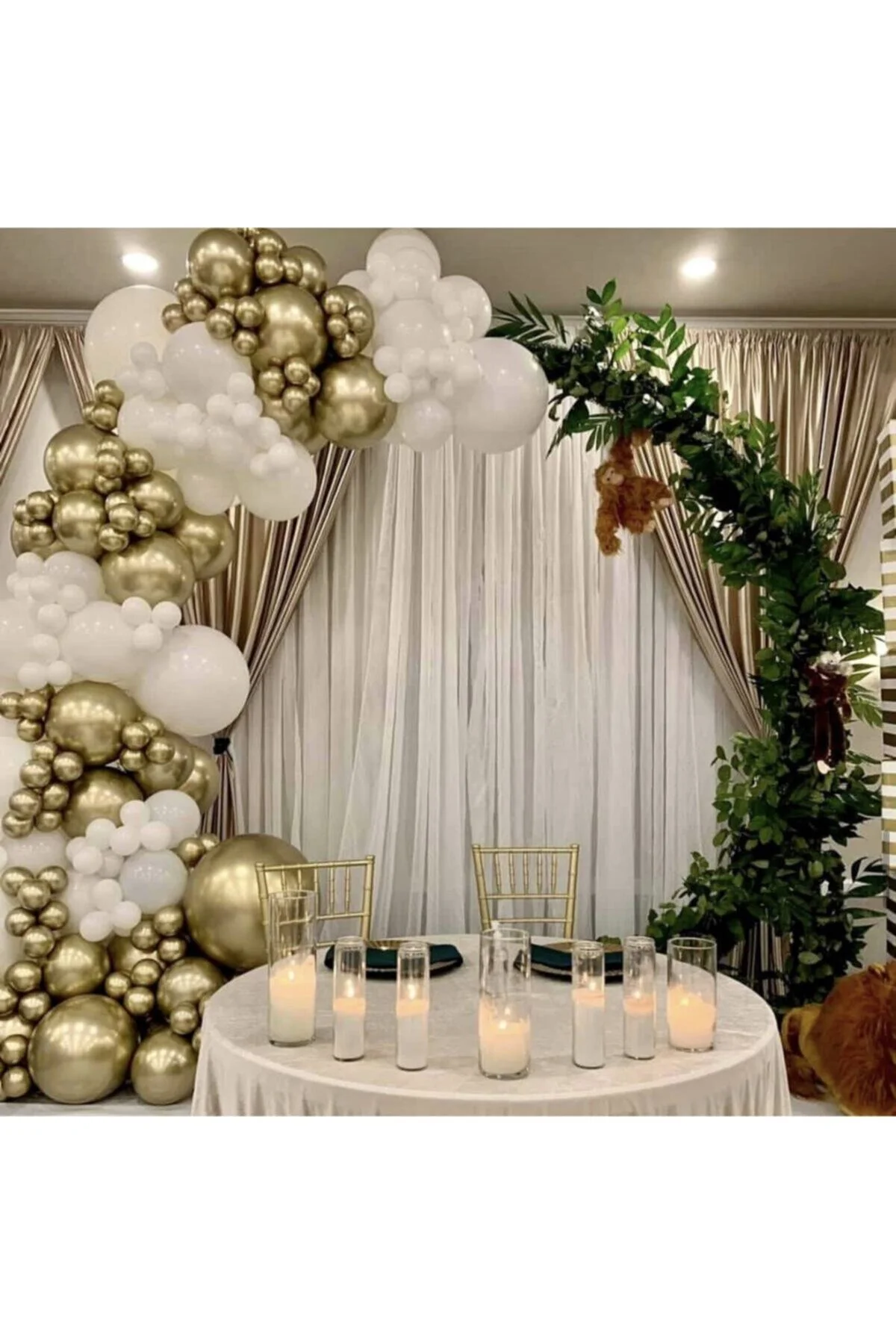 Beyaz Ve Gold Krom Balon Zinciri 100 Adet