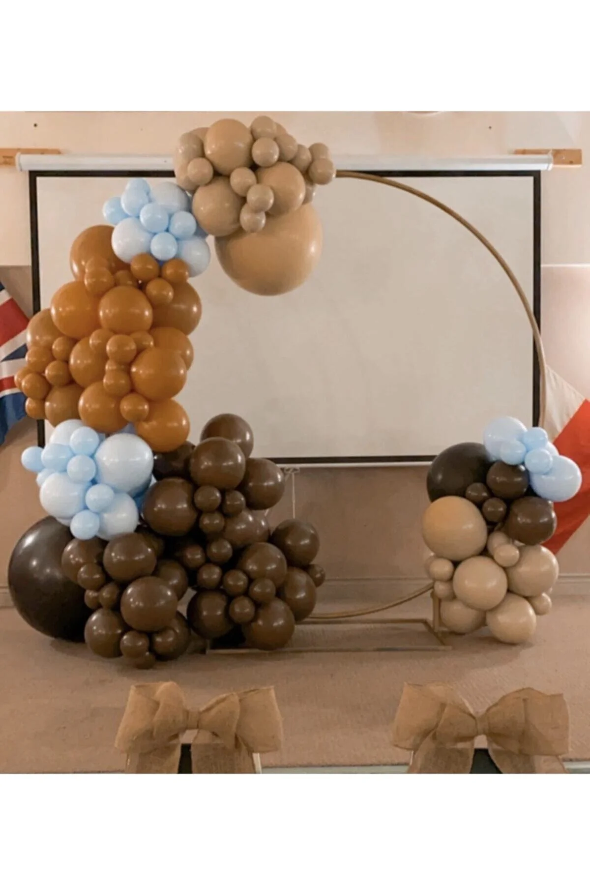 Makaron Mavi Kahverengi Karamel Ve Sütlü Kahve Balon Zinciri 100 Adet