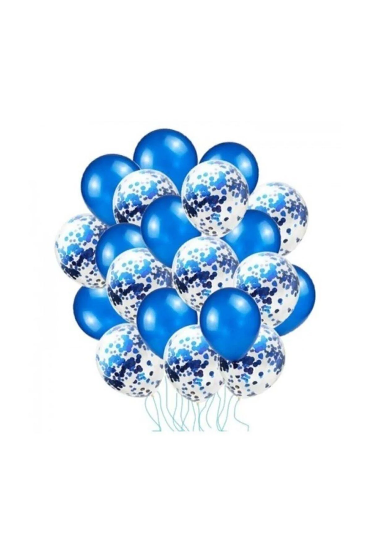 12 Inç Standart Boy Konfetili Balon 20 Adet Mavi