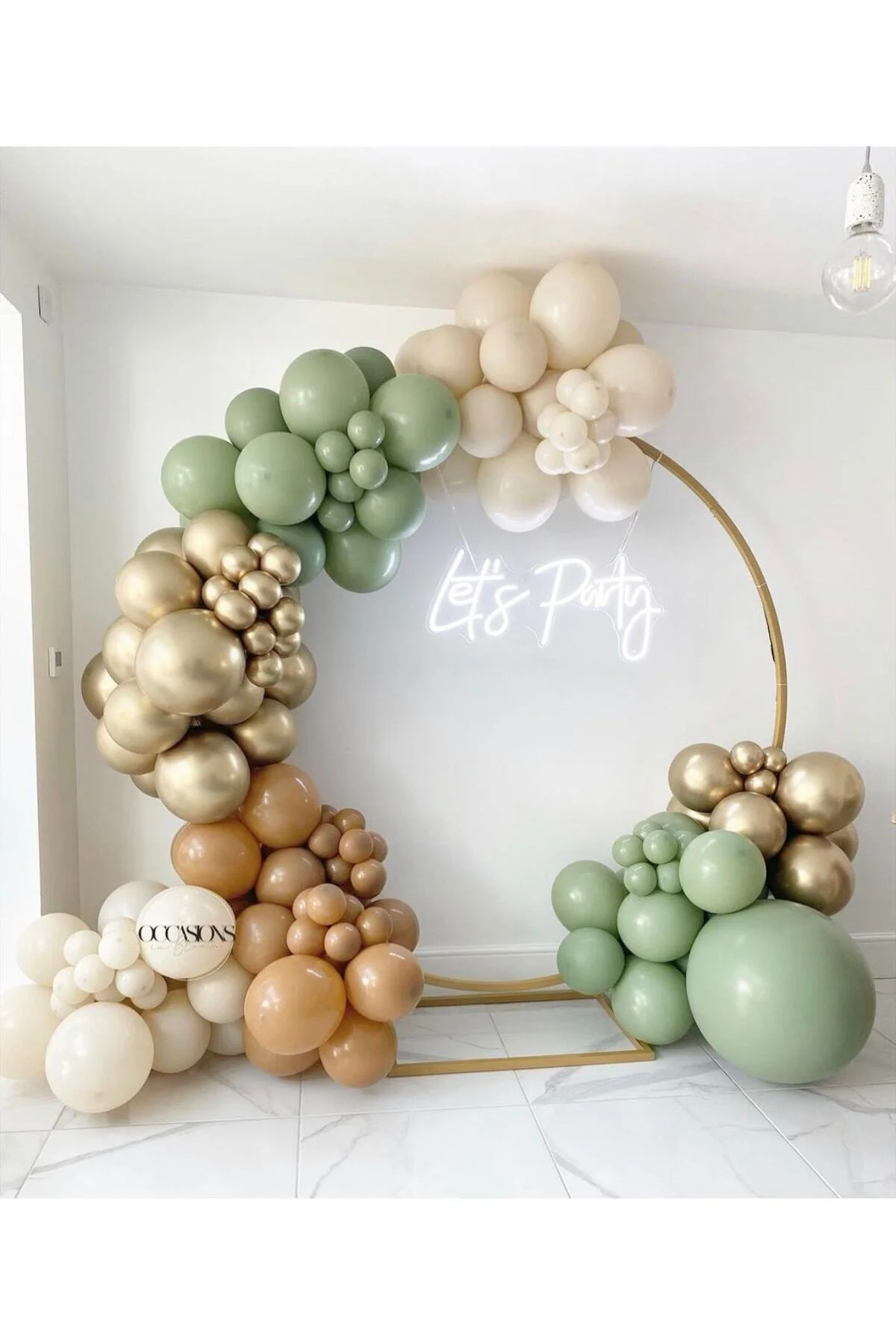 Krom Gold Küf Yeşili Karamel Ve Sütlü Kahve Balon Zinciri 50 Adet