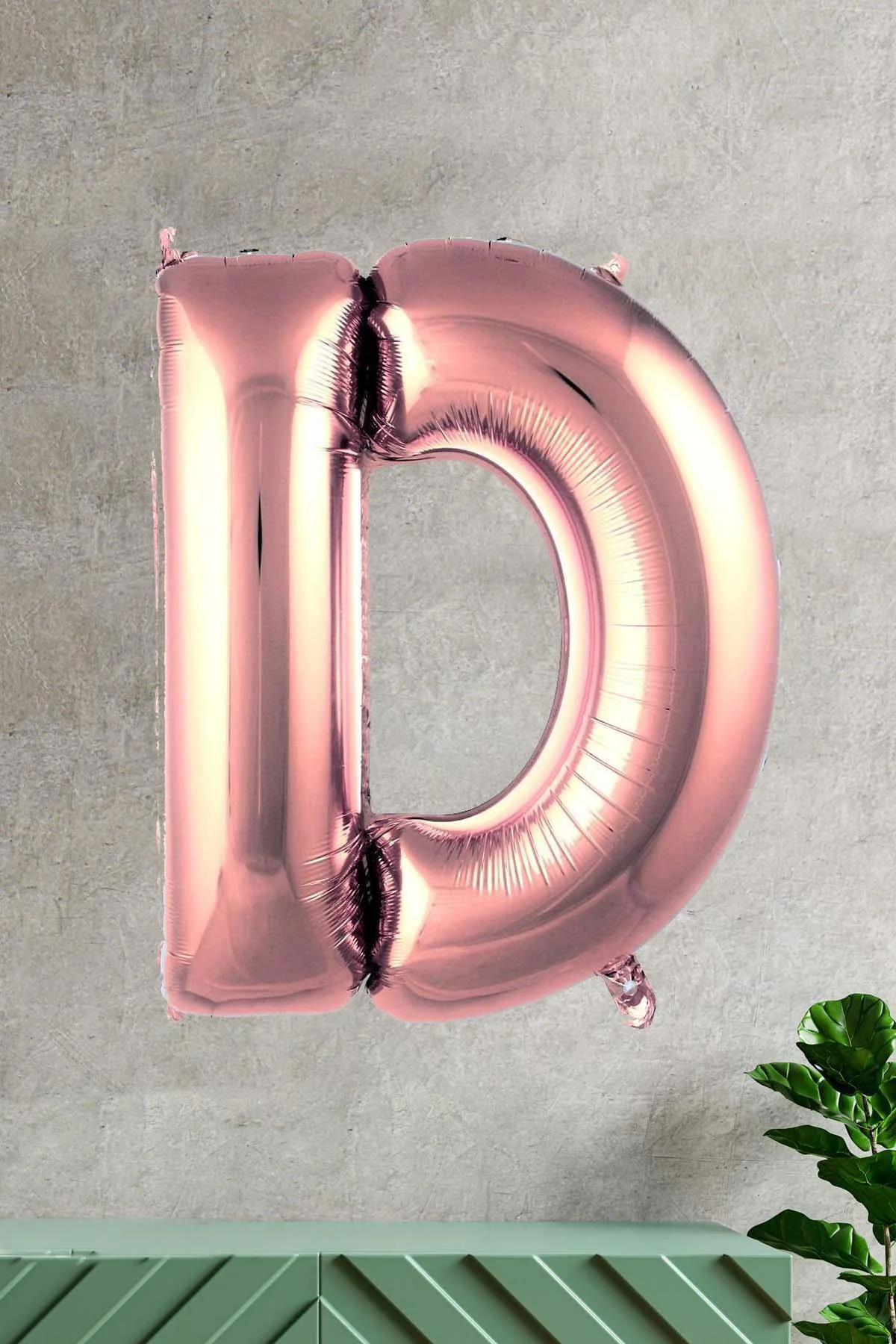 D Harfi Rose Gold Folyo Balon 100 Cm 40 Inç 1 Metre Baş Harf Balon