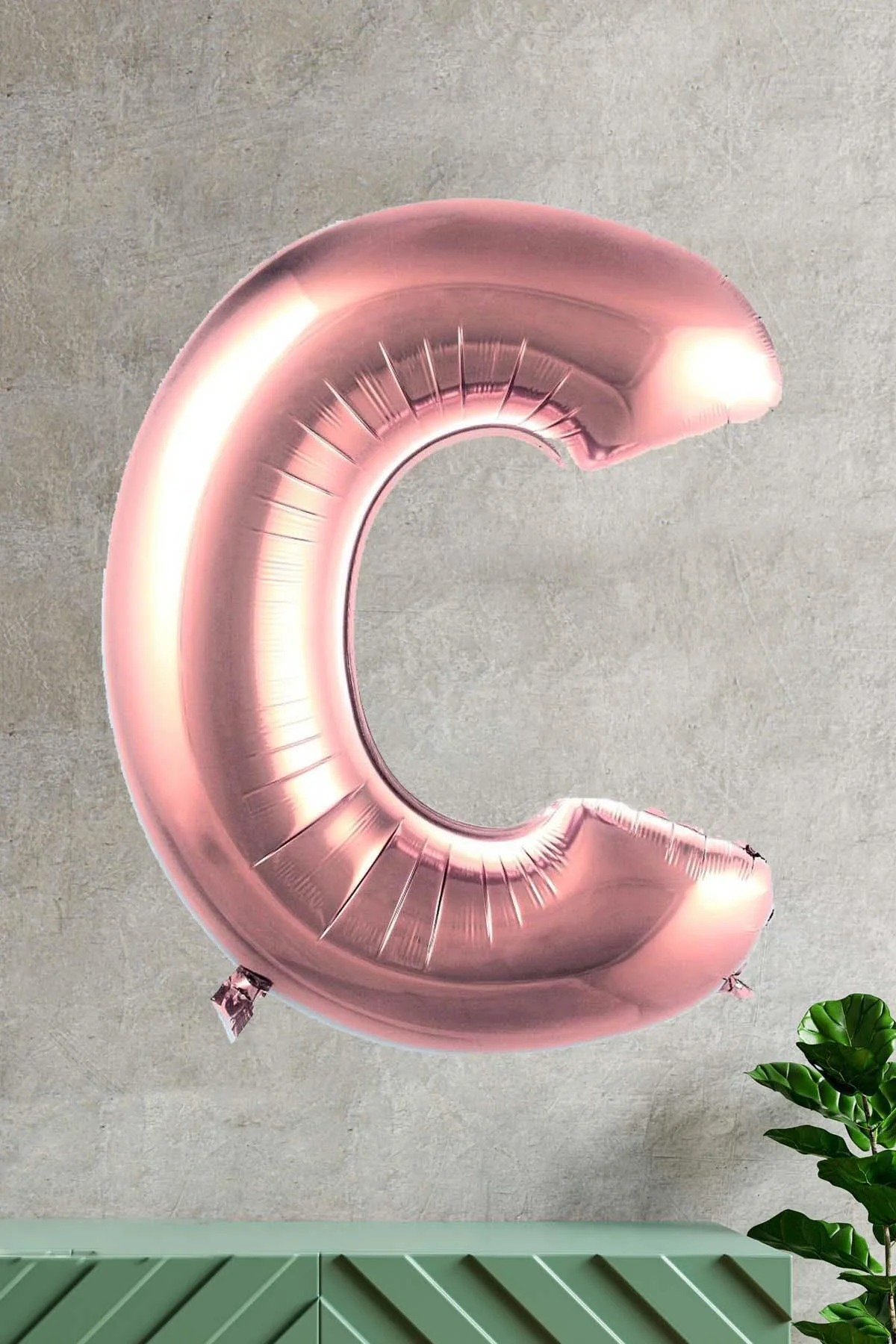 C Harfi Rose Gold Folyo Balon 100 Cm 40 Inç 1 Metre Baş Harf Balon