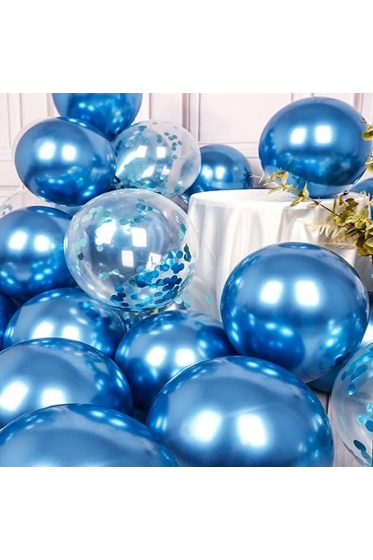 Mavi Krom Balon 50 Adet - Partioutlet Görsel 2
