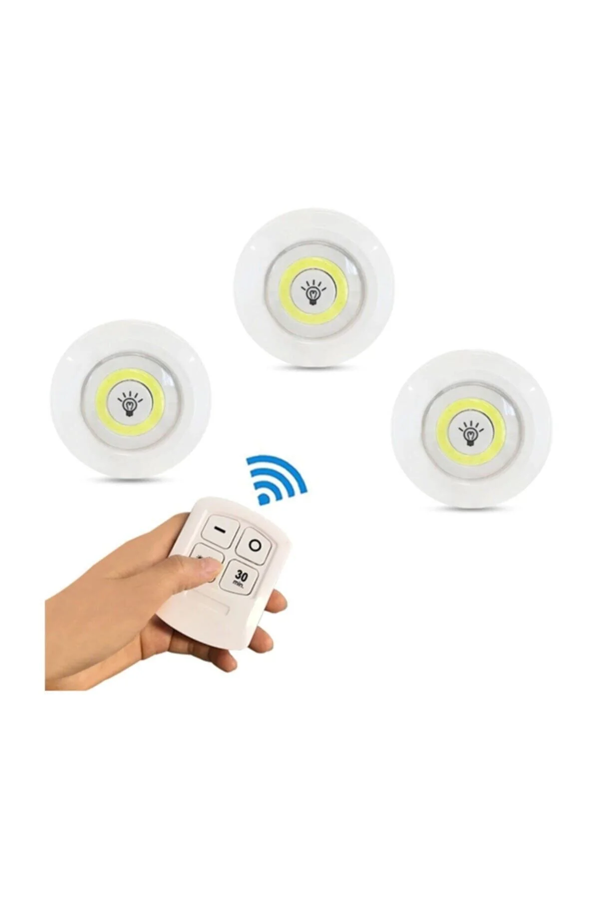 Uzaktan Kumandalı 3lü Led Lamba Kablosuz Pilli Işıldak
