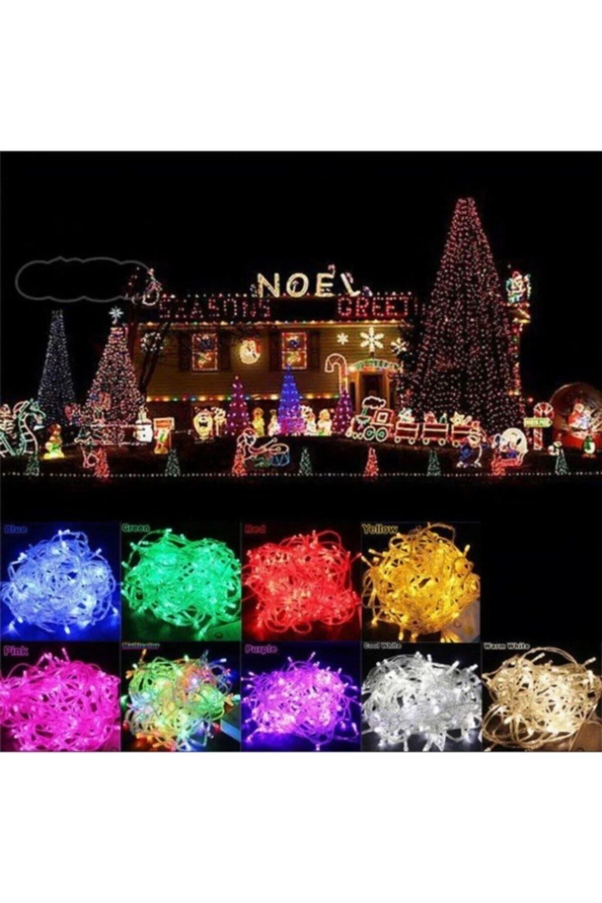 100 Ledli Yılbaşı Led Işık Süs 10 Metre Parti Led Işıkları Karışı - PEKSHOP Görsel 4