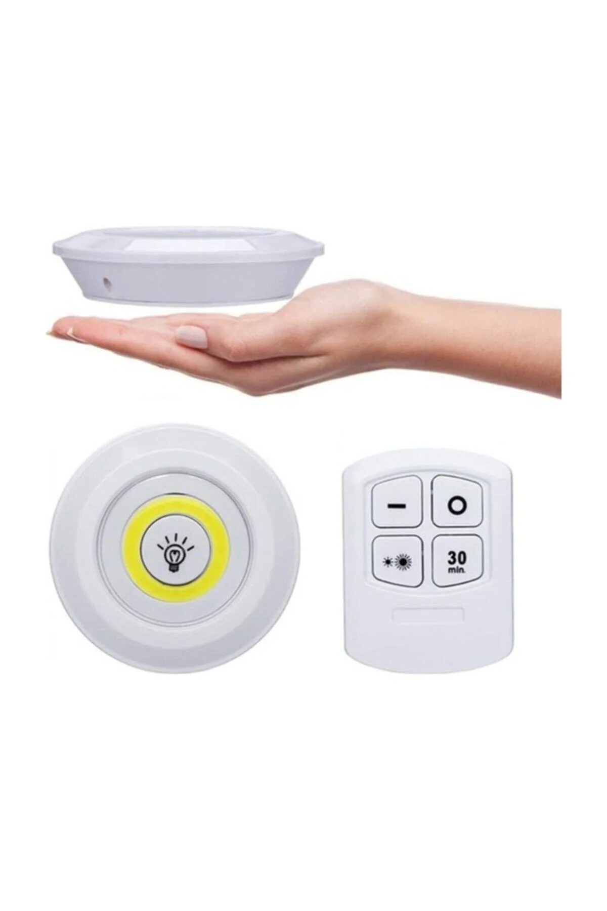 3'lü Uzaktan Kumandalı Yapışkanlı Kablosuz Led Spot Lambalar