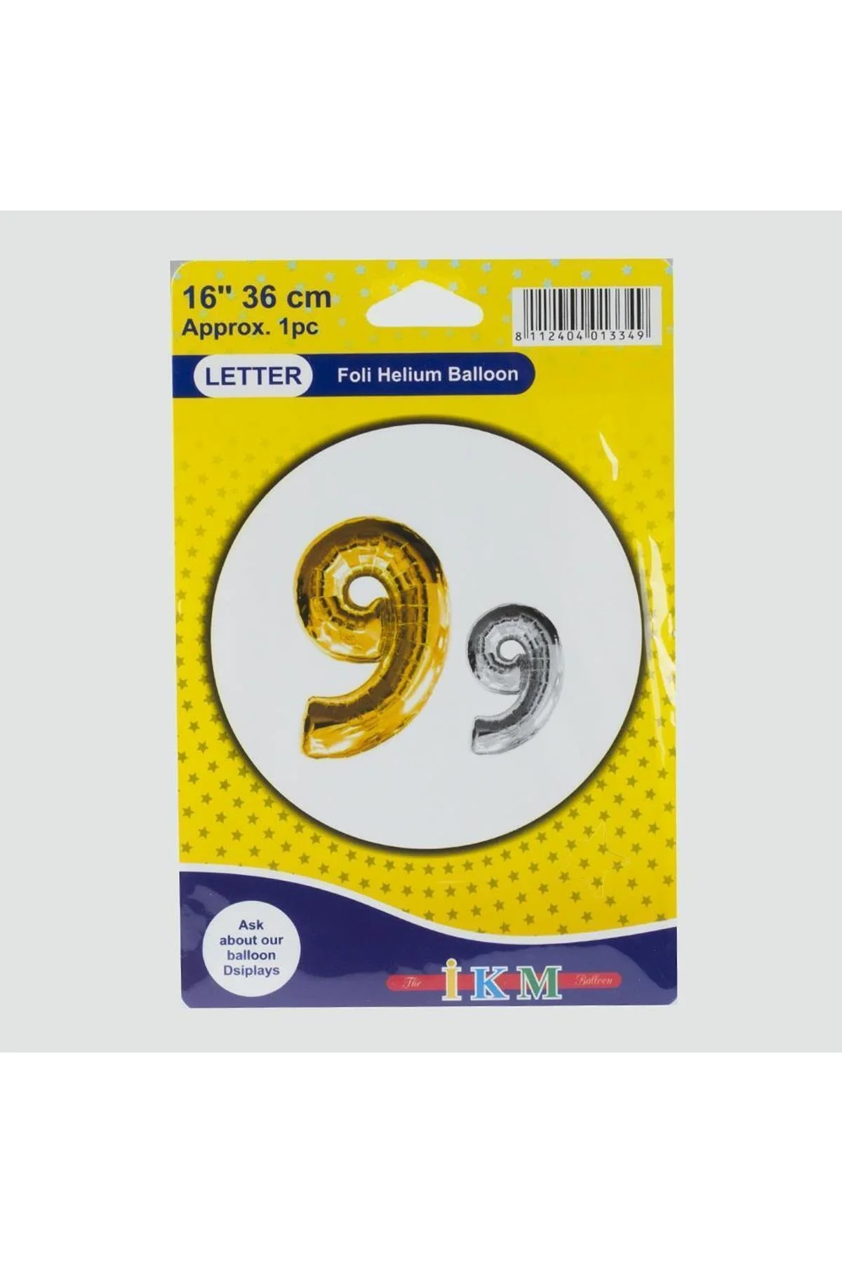 Sarı Renkli 16*36 Rakam Folyo Balon Renk:model-10 Birim:1 Adet