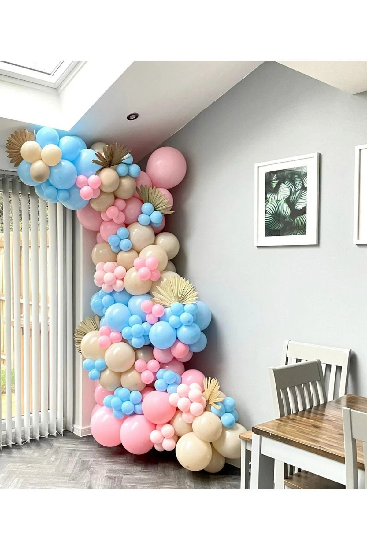 Makaron Mavi Pembe Ve Sütlü Kahve Balon Zinciri 100 Adet