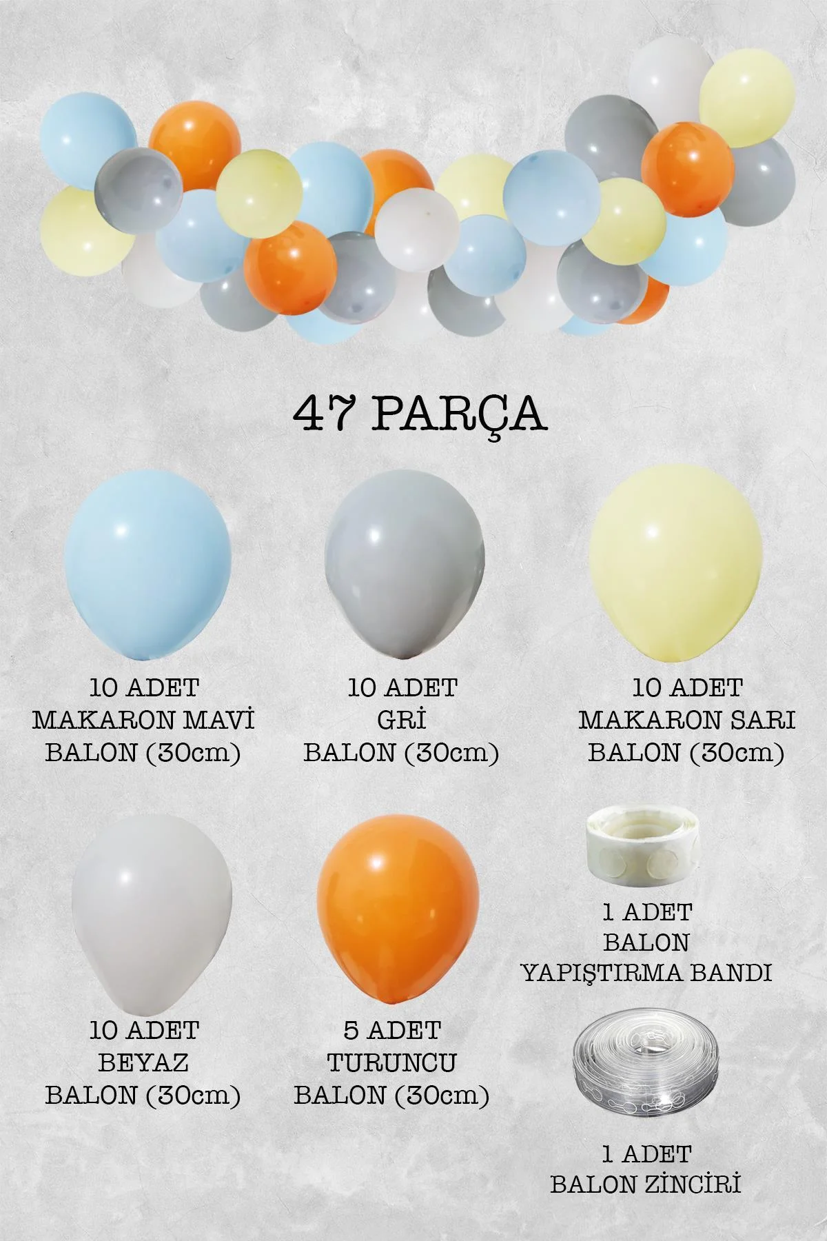 Retro Makaron Konsept Balon Zinciri Parti Balon Seti 47 Parça - PEKSHOP Görsel 2