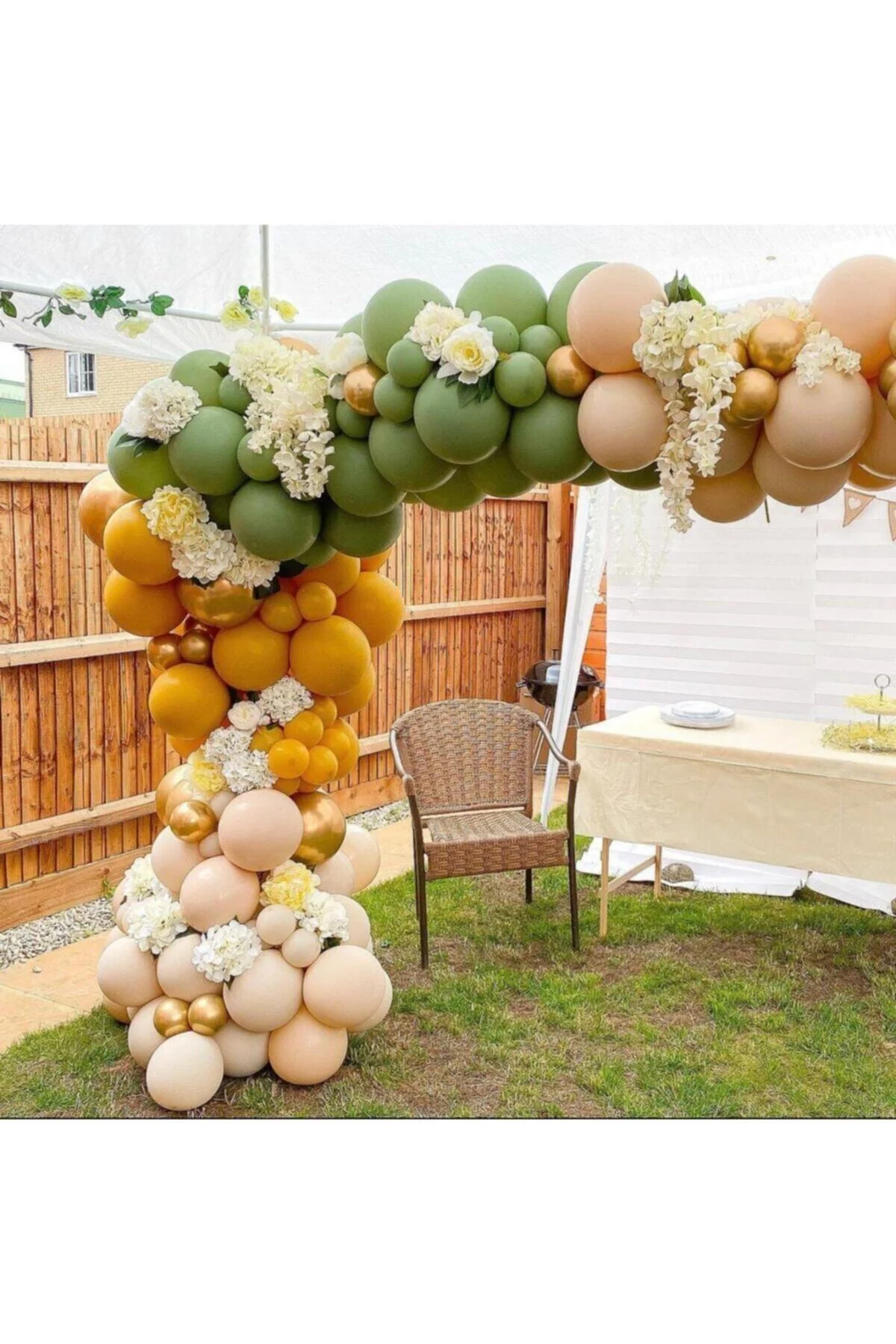 Krom Bronz Küf Yeşili Yanık Turuncu Ve Deniz Kumu Rengi Balon Zinciri 100 Adet