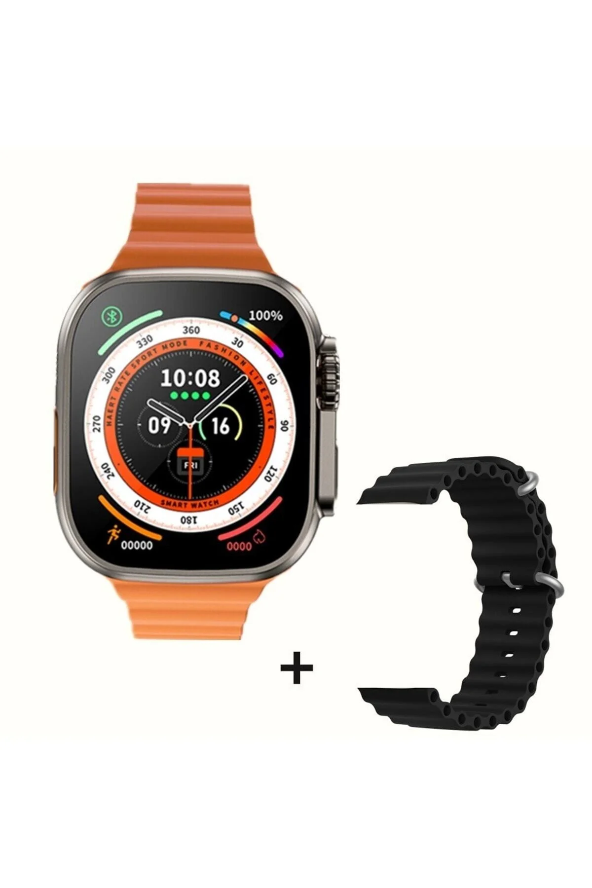 Gs8 Watch 8 Ultra Akıllı Saat Turuncu Türkçe Watch 2.02 Inc Siyah Silikon Kordon Hediye