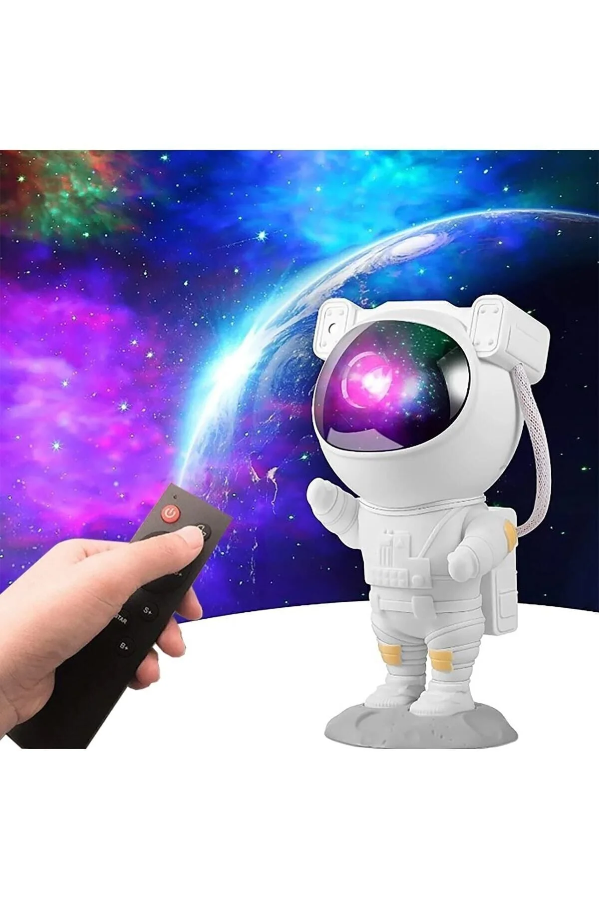 Büyük Boy Astronot Tasarım Galaxy Yıldız Plazma Gökyüzü Gece Lambası Zamanlama Fonksiyon Kumandalı p