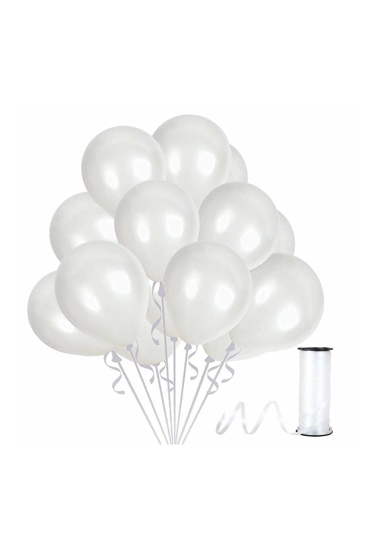 12 Inç Standart Boy Metalik Balon 50 Adet Beyaz