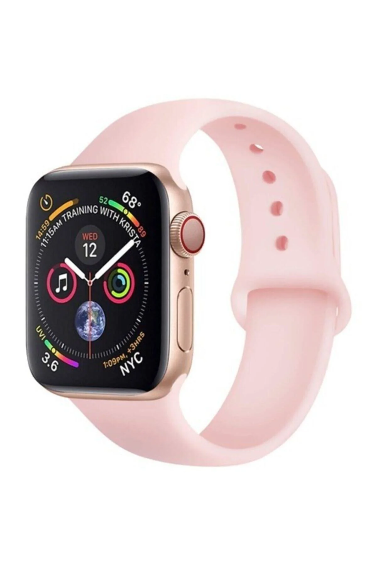 Apple Watch Uyumlu 38 - 40 Mm Spor Kordon Silikon Kayış Rose Gold