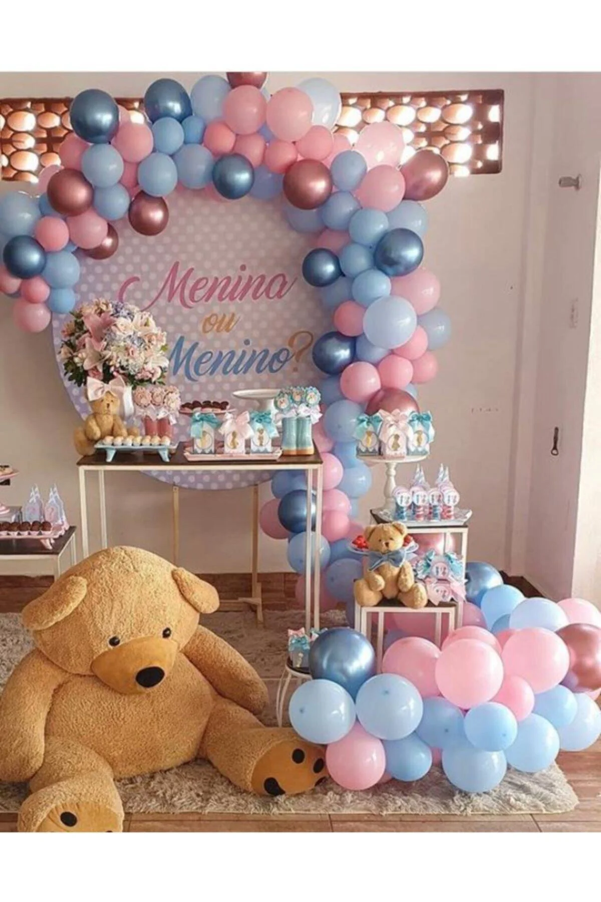 Cinsiyet Belirleme Balon Konsept Krom Pembe Krom Mavi