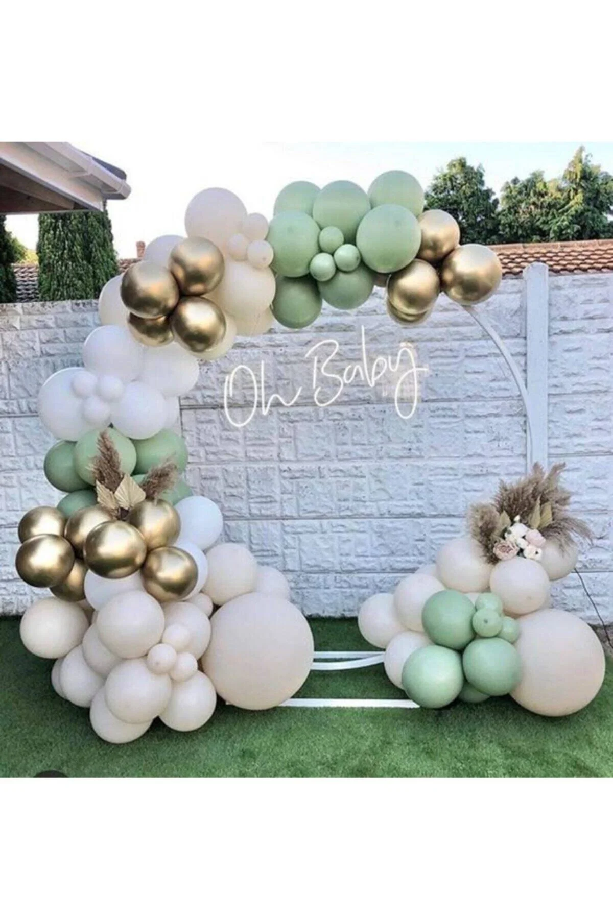 Krom Beyaz Altın Küf Yeşili Ve Beyaz Balon Zinciri 100 Adet