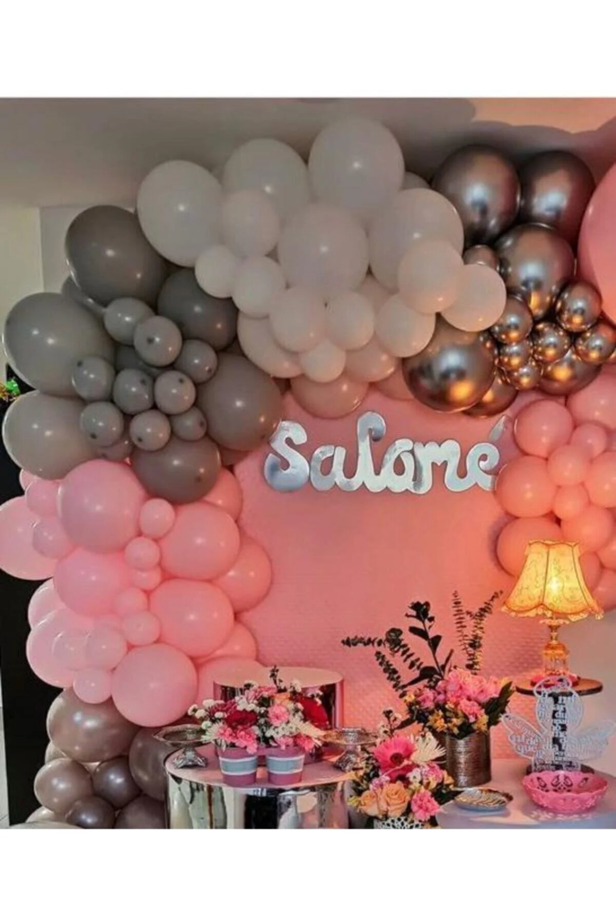 Pastel Balon Krom Balon Karışık Konsept Balon Zincir