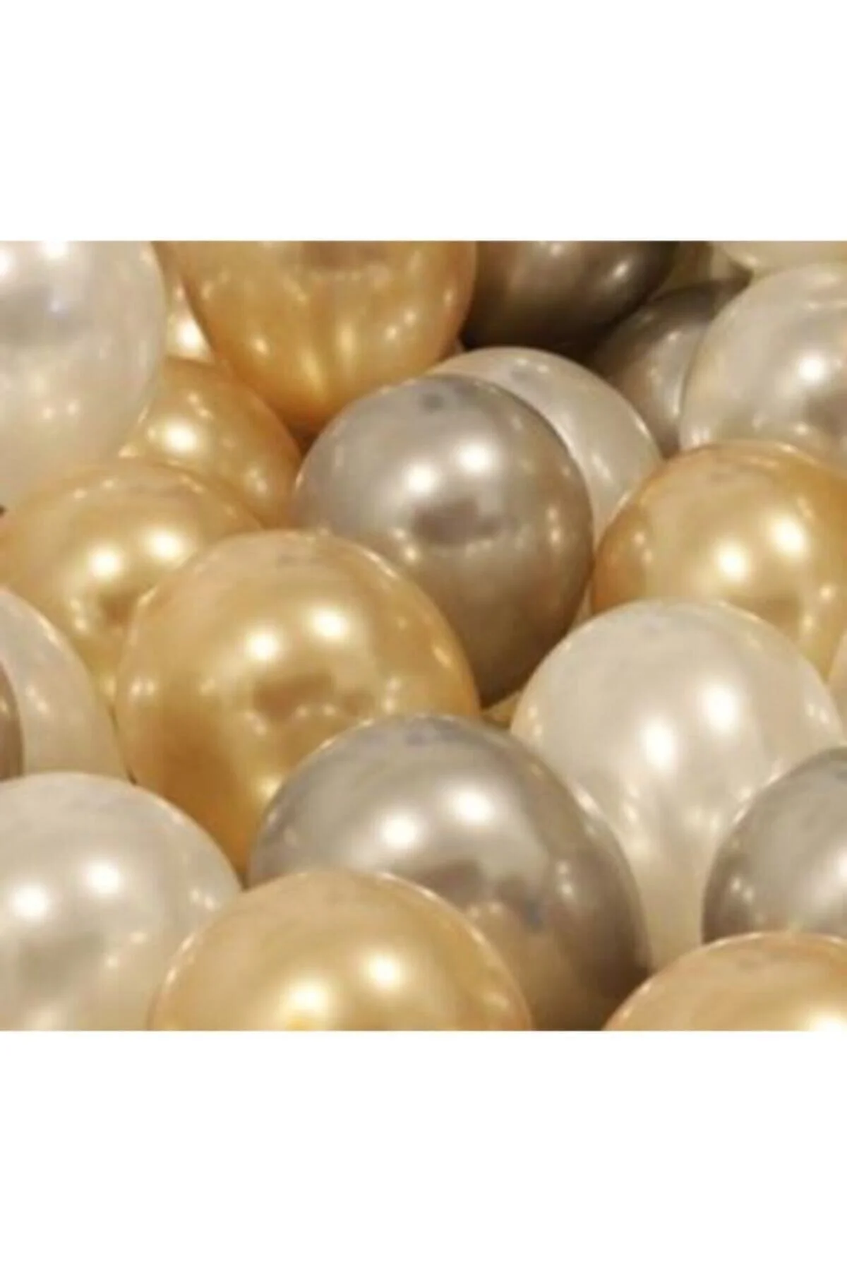 30 Adet Metalik Sedefli Gold-gümüş Gri-beyaz Balon, Helyumla Uçan