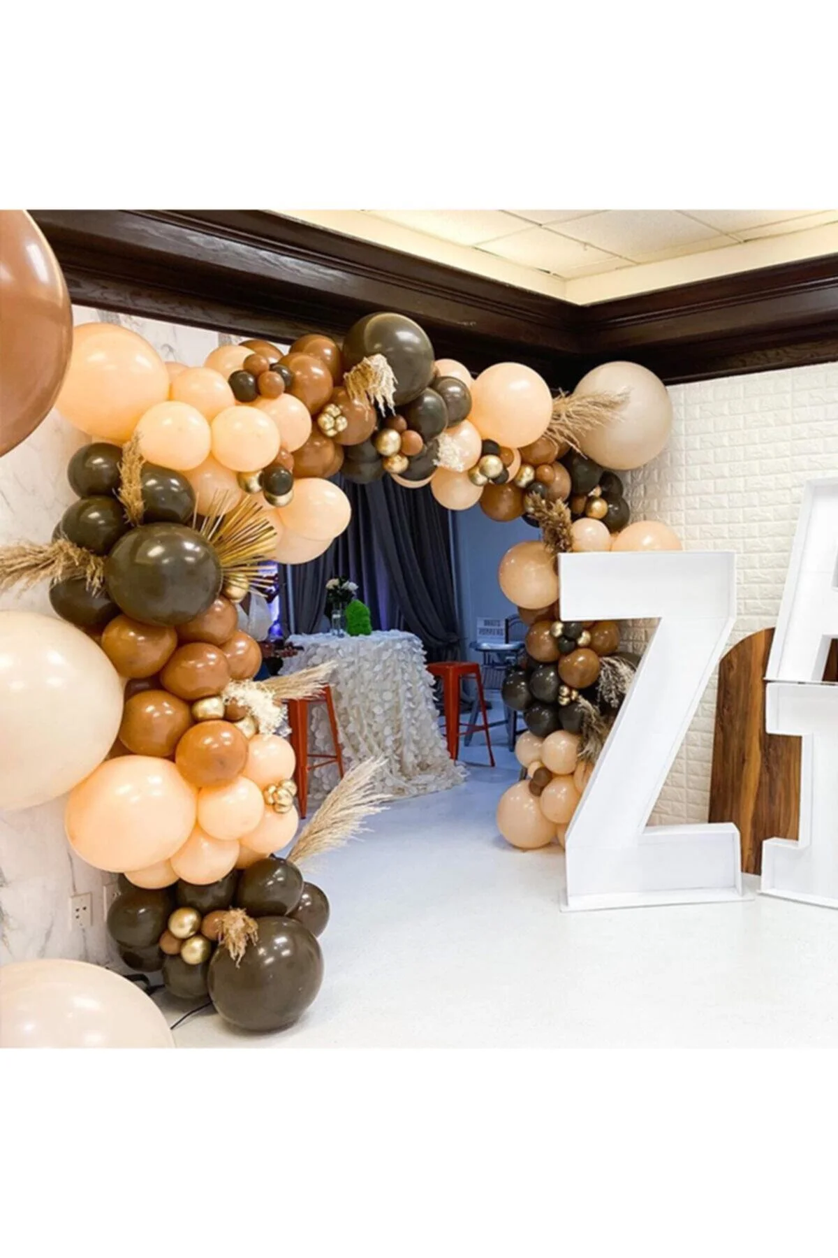 Pastel Kahverengi Karamel Ve Somon Balon Zinciri 100 Adet