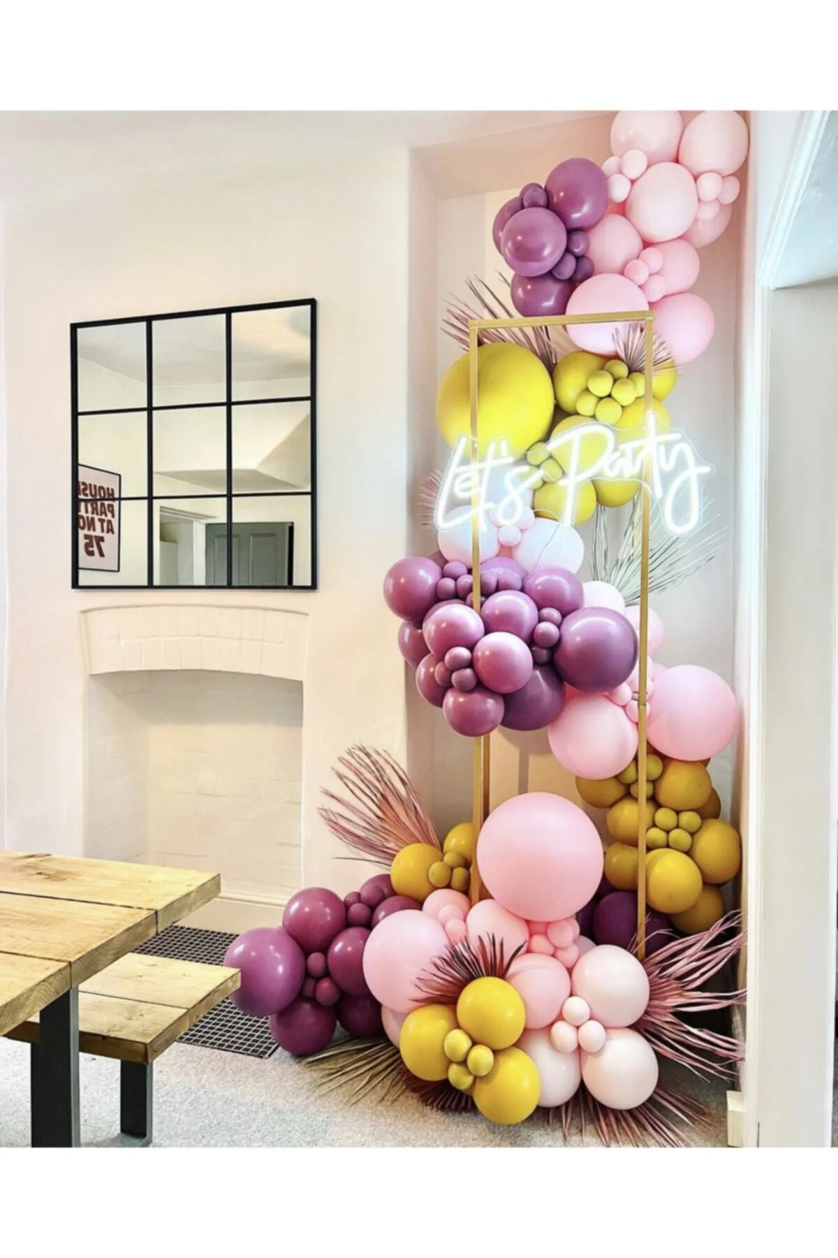 Retro Yaban Çileği Zerdeçal Ve Makaron Pembe Balon Zinciri 100 Adet