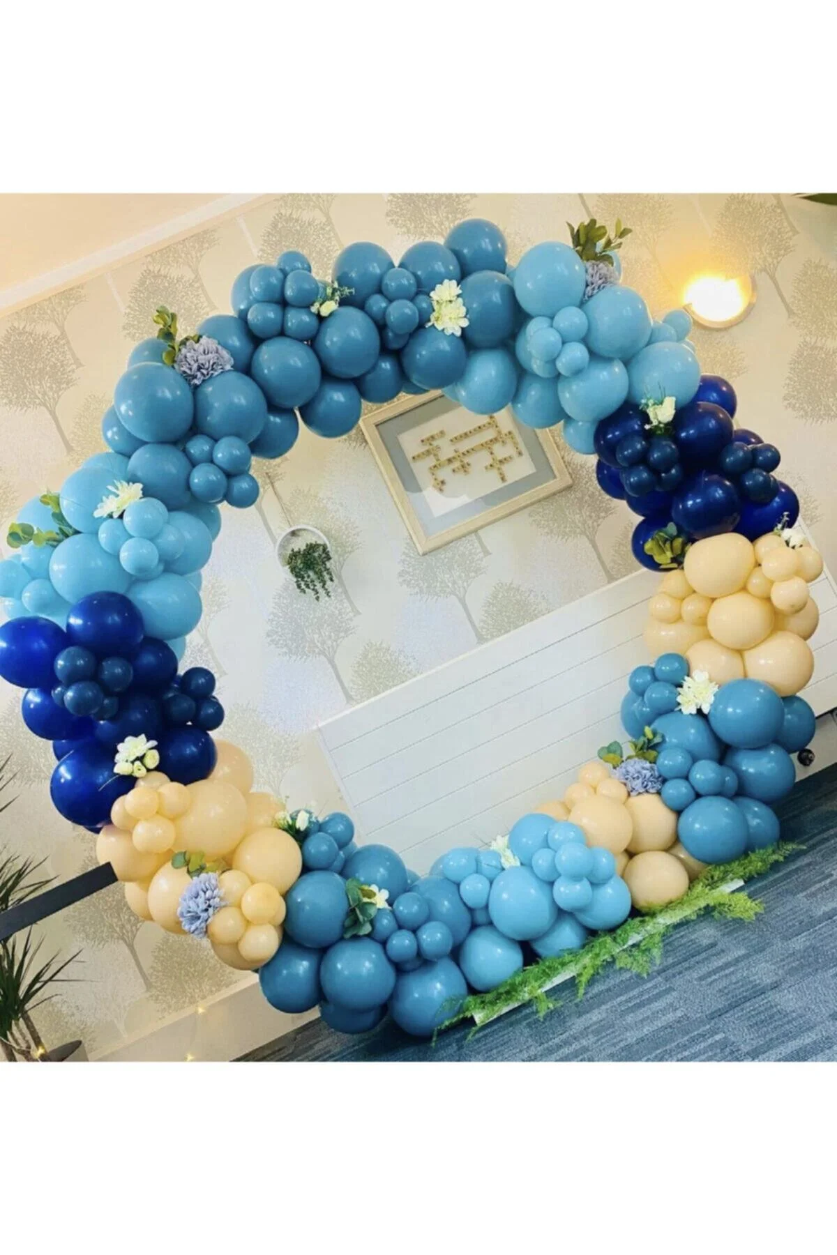 Turkuaz Açık Mavi Gece Mavisi Ten Rengi Balon Zinciri 100 Adet