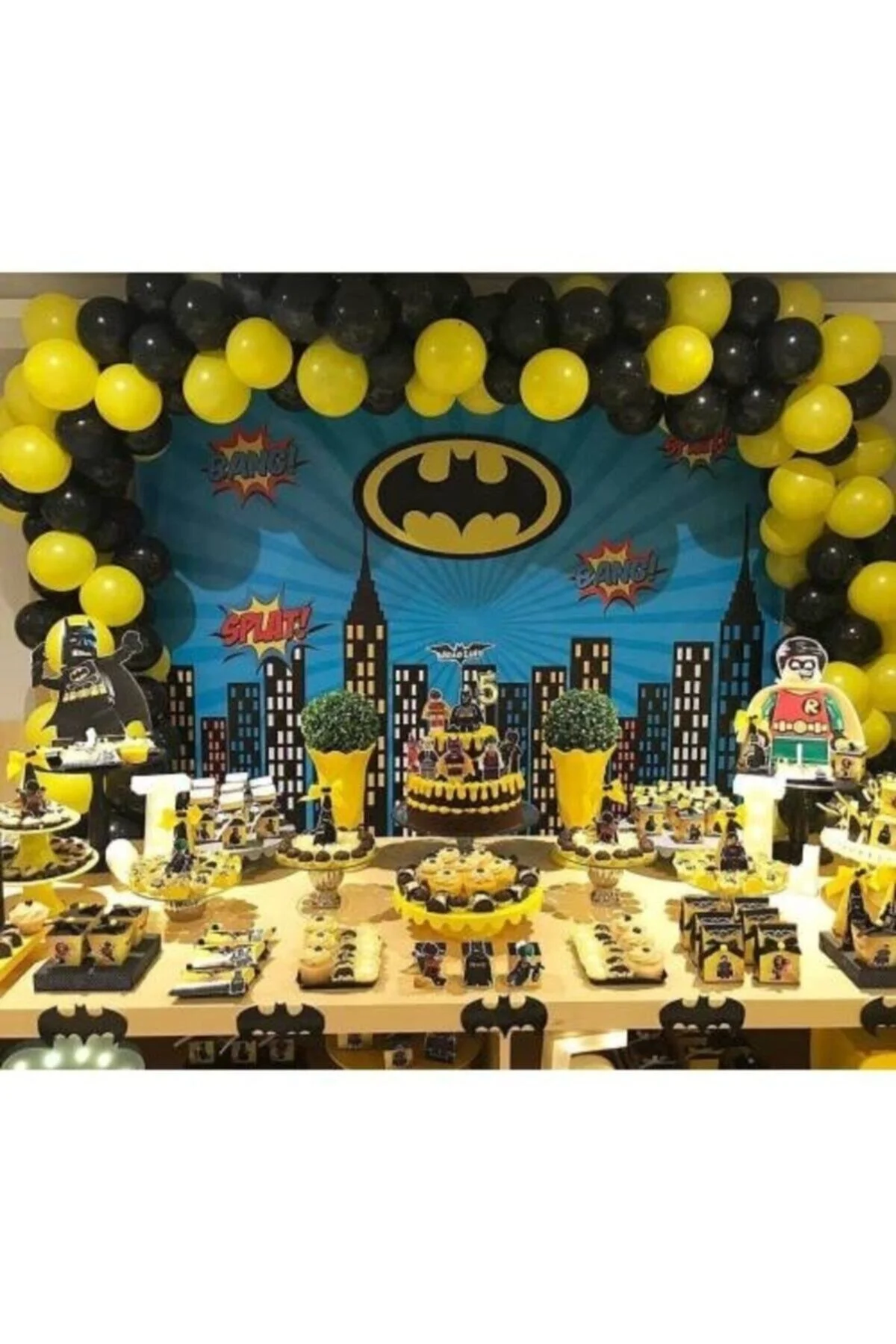 100 Adet Batman Temalı Balon Ve 5 Metre Balon Zinciri