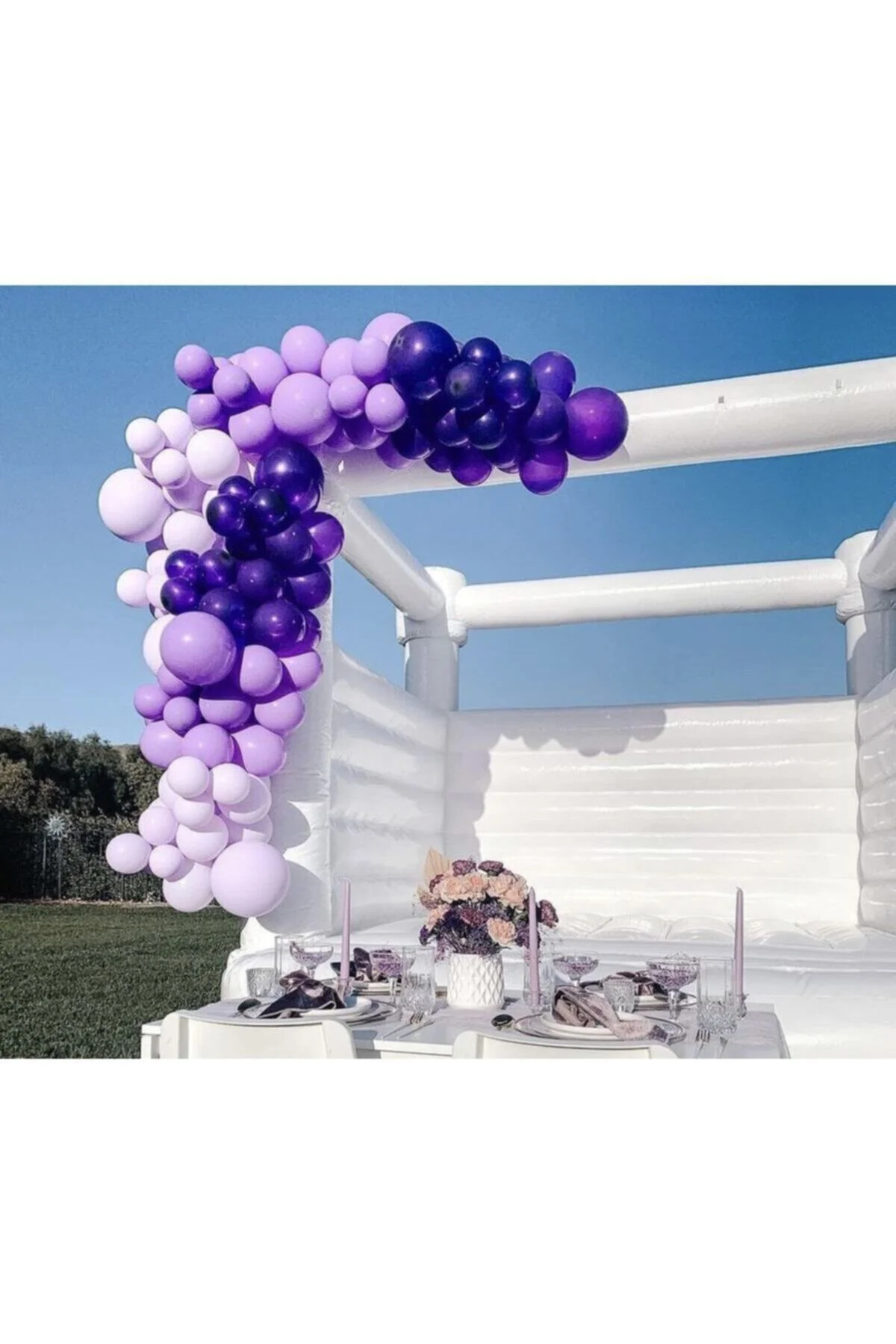 Pastel Mor Lila Ve Beyaz Balon Zinciri 100 Adet