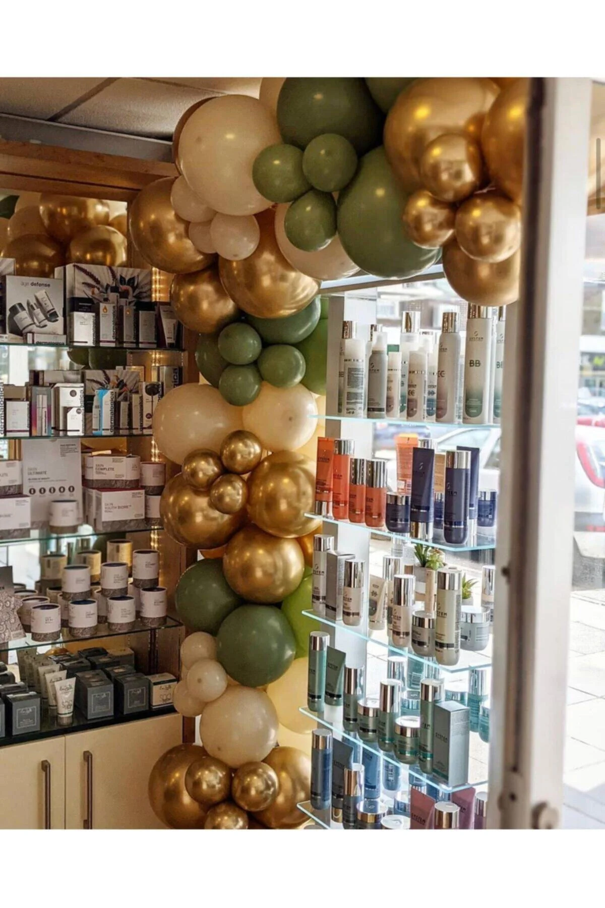 Krom Gold Küf Yeşili Ve Ten Rengi Balon Zinciri 100 Adet