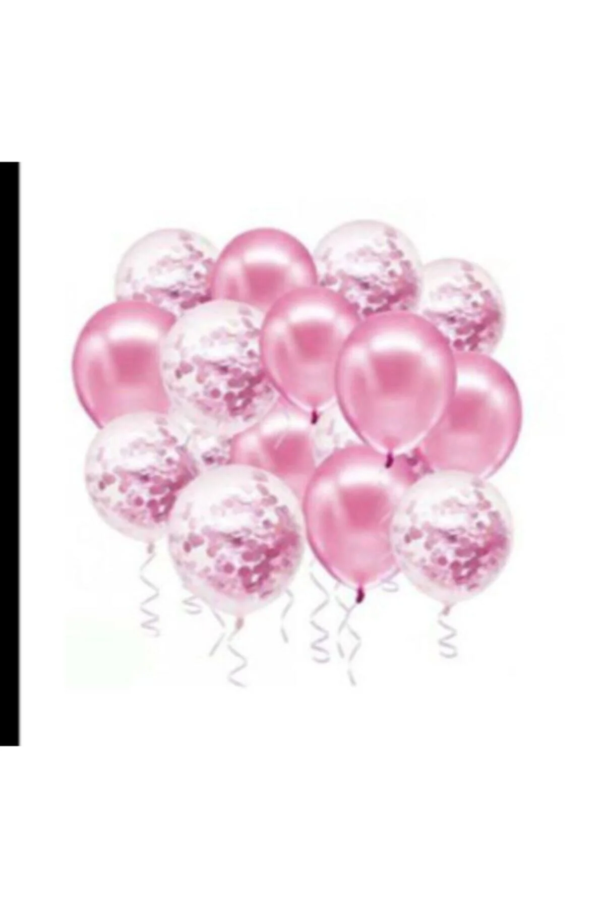12 Inç Standart Boy Konfetili Balon 20 Adet Pembe