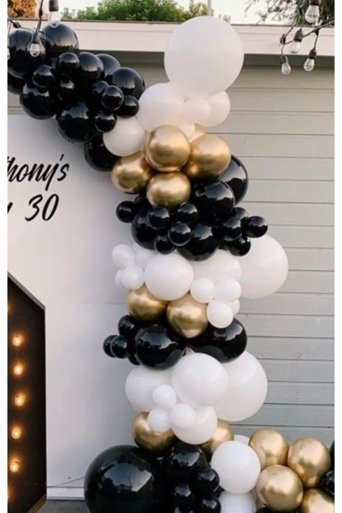 Siyah Beyaz Krom Gold Balon Zinciri