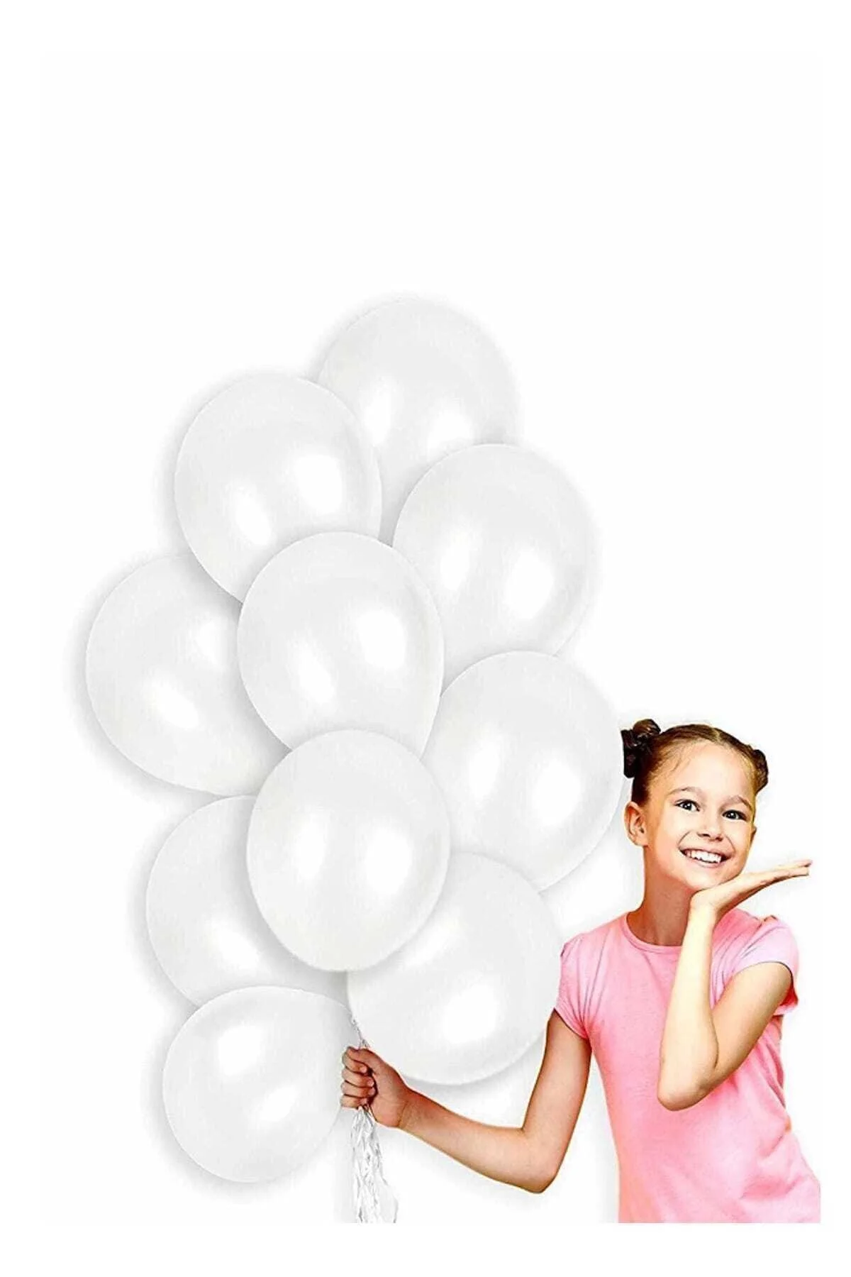 Beyaz Renk Metalik Balon 50 Adet ( 50'li Paket) - PEKSHOP Görsel 2