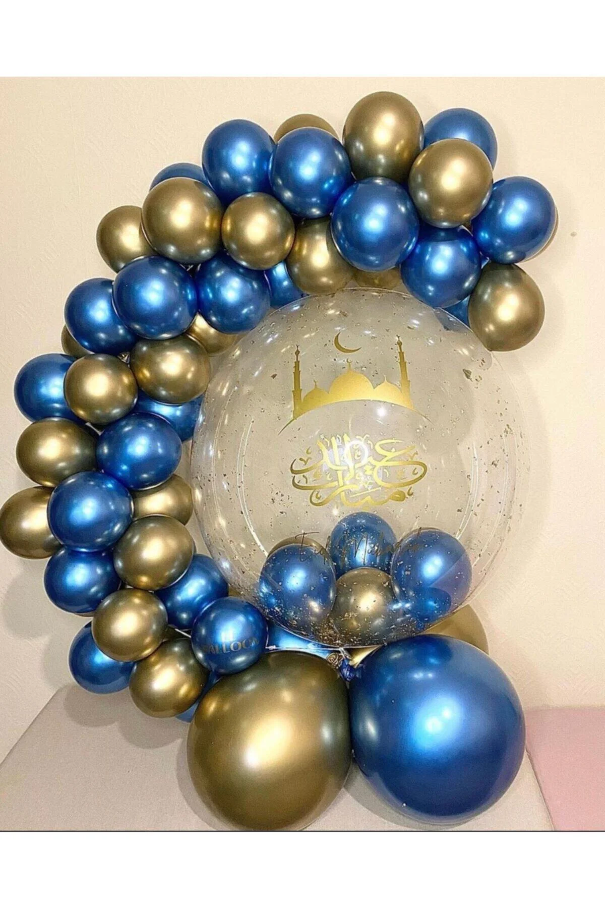 Krom Gold Ve Mavi Balon Zinciri 100 Adet