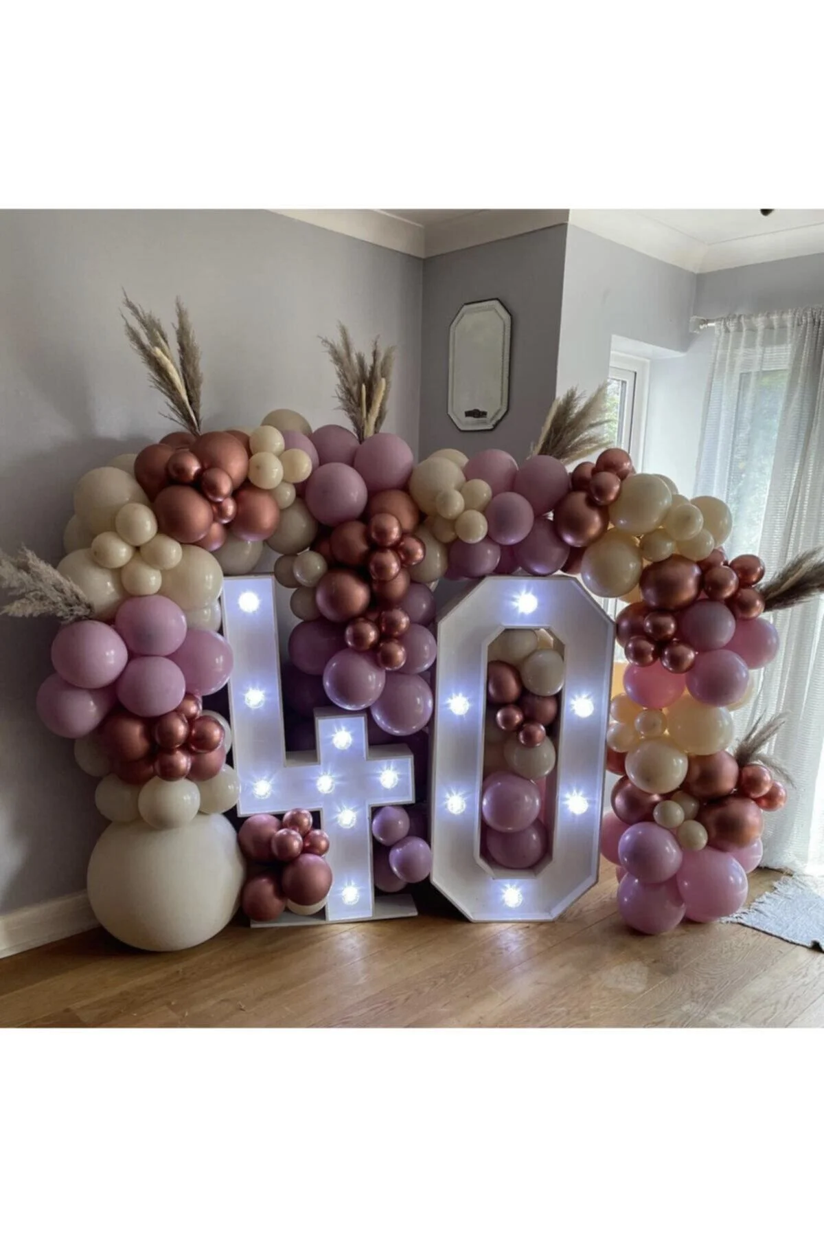 Krom Bronz Toz Pembe Ve Deniz Kumu Balon Zinciri 100 Adet