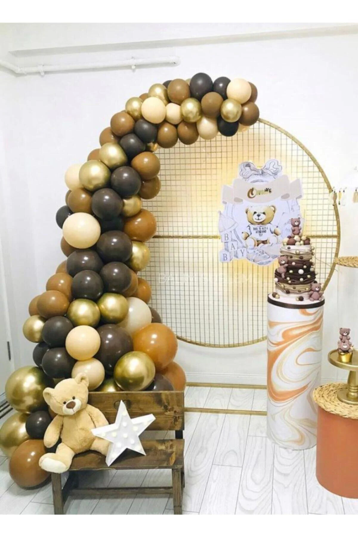 105 Adet Karamel Kahve Çikolata Kahve Somon Krom Gold Balon Balon Zincir