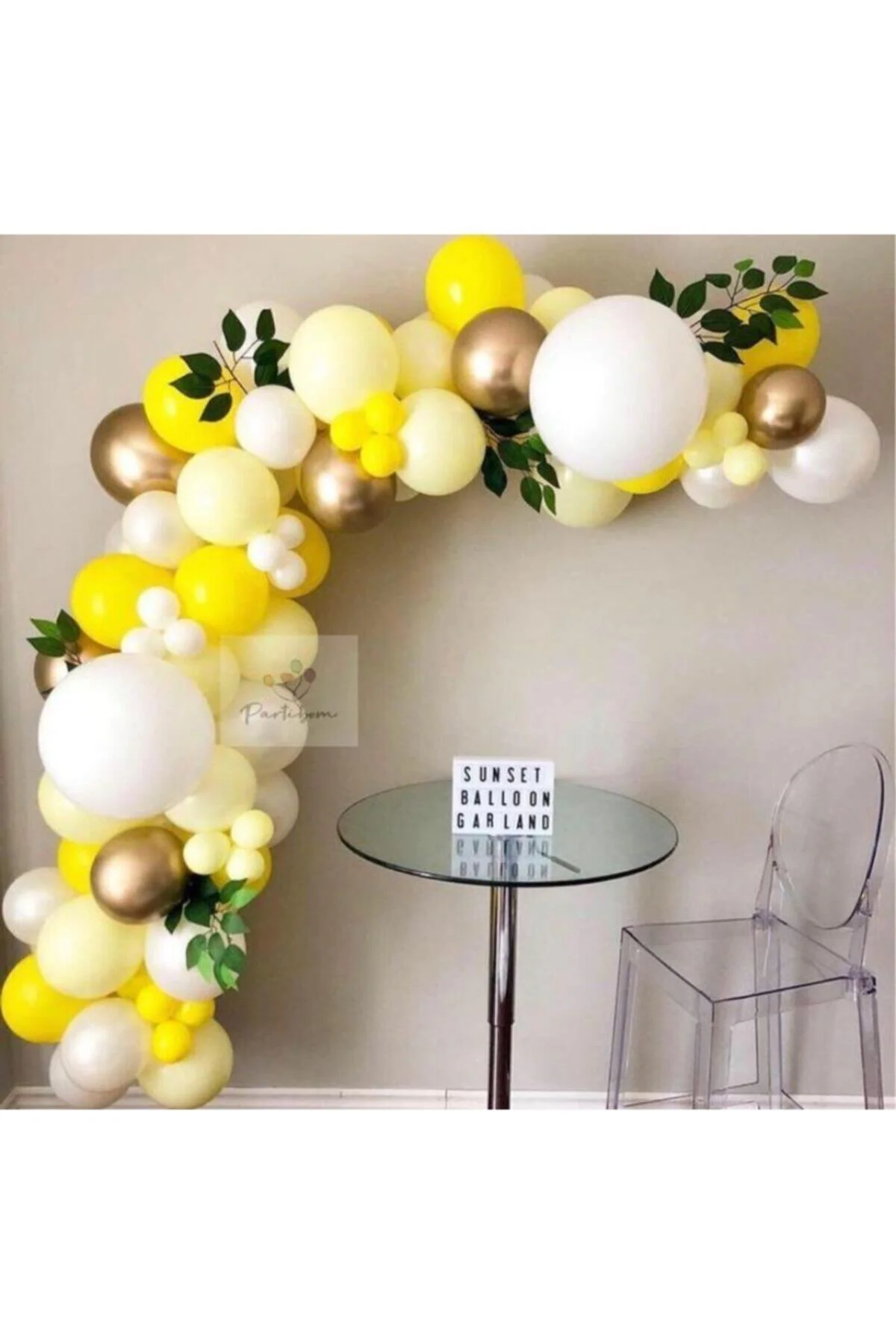 Krom Gold Pastel Beyaz Pastel Sarı Metalik Sarı Renklerde Balon Zincir