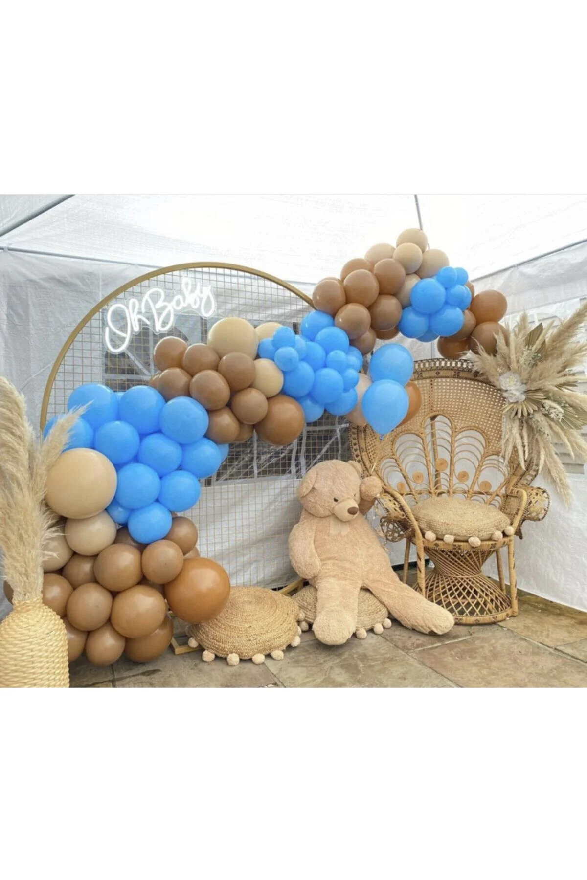 Makaron Mavi Sütlü Kahve Ve Karamel Balon Zinciri 100 Adet