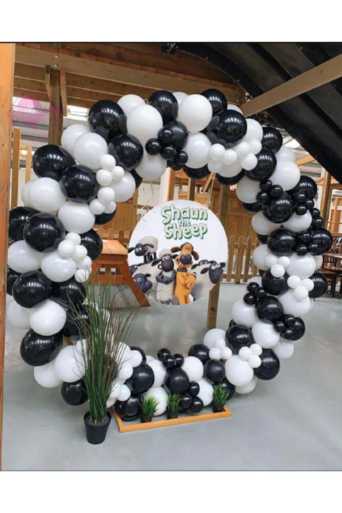 Pastel Siyah Ve Beyaz Balon Zinciri 100 Adet