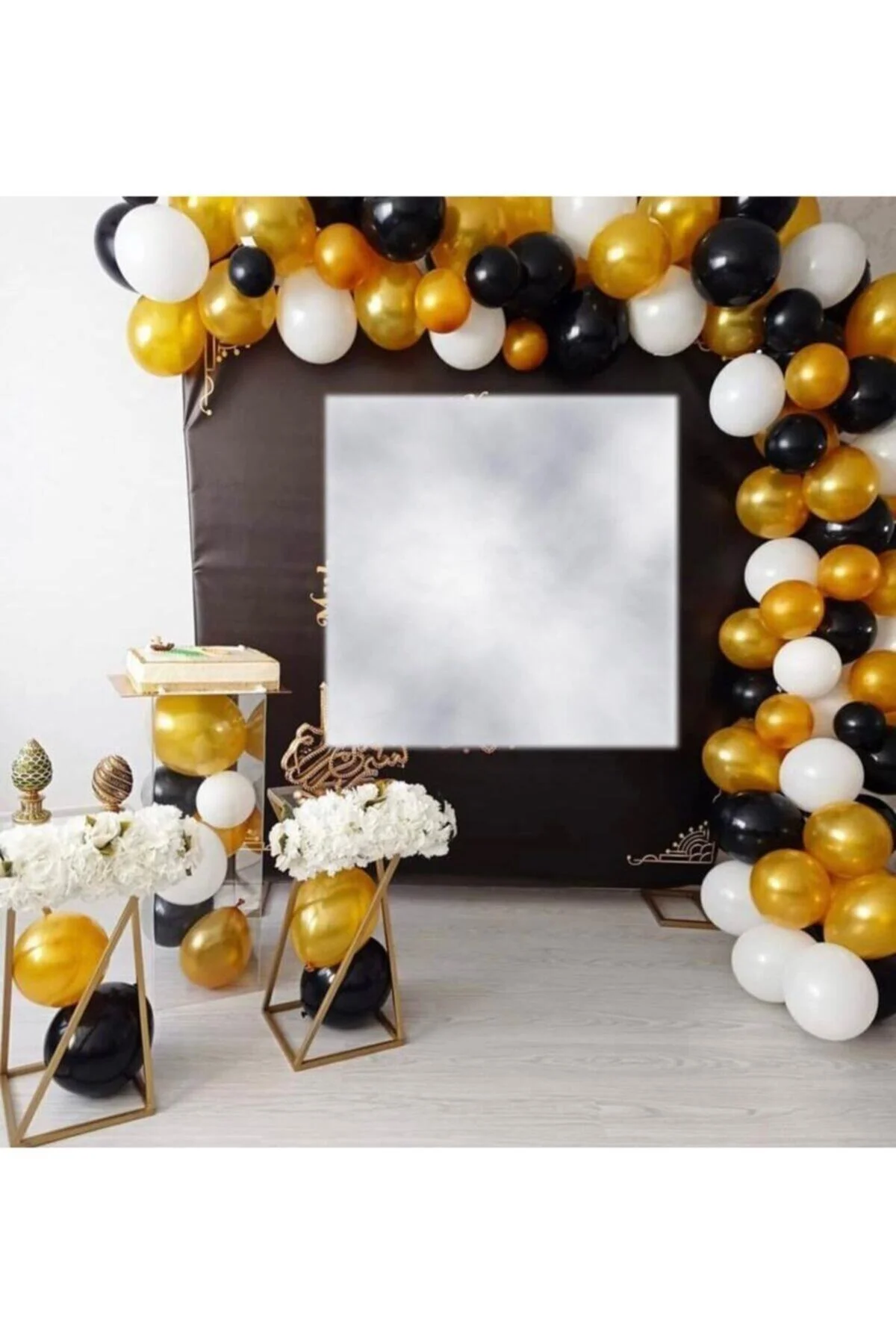 Gold Siyah Beyaz Balon Zincir