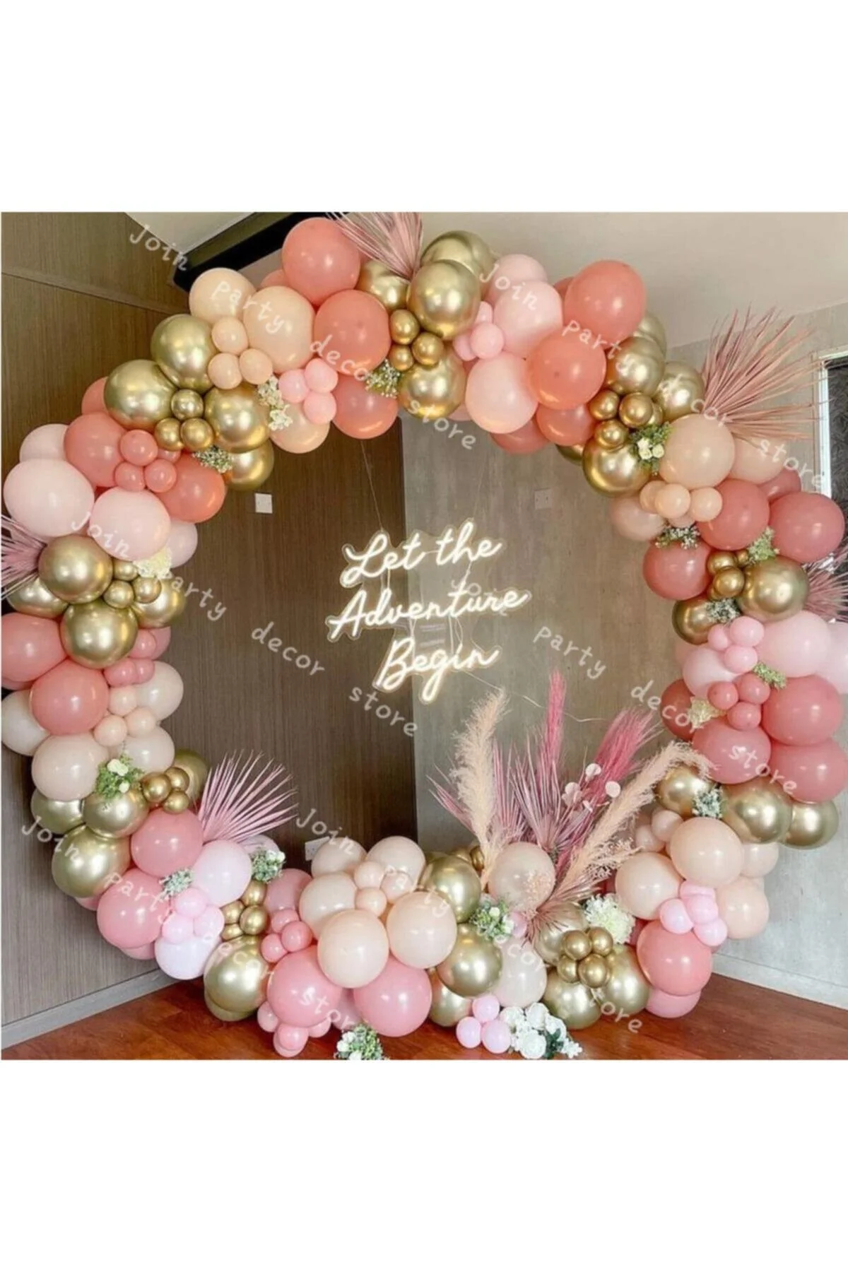Krom Gold Toz Pembe Makaron Pembe Ten Rengi Balon Zinciri 100 Adet