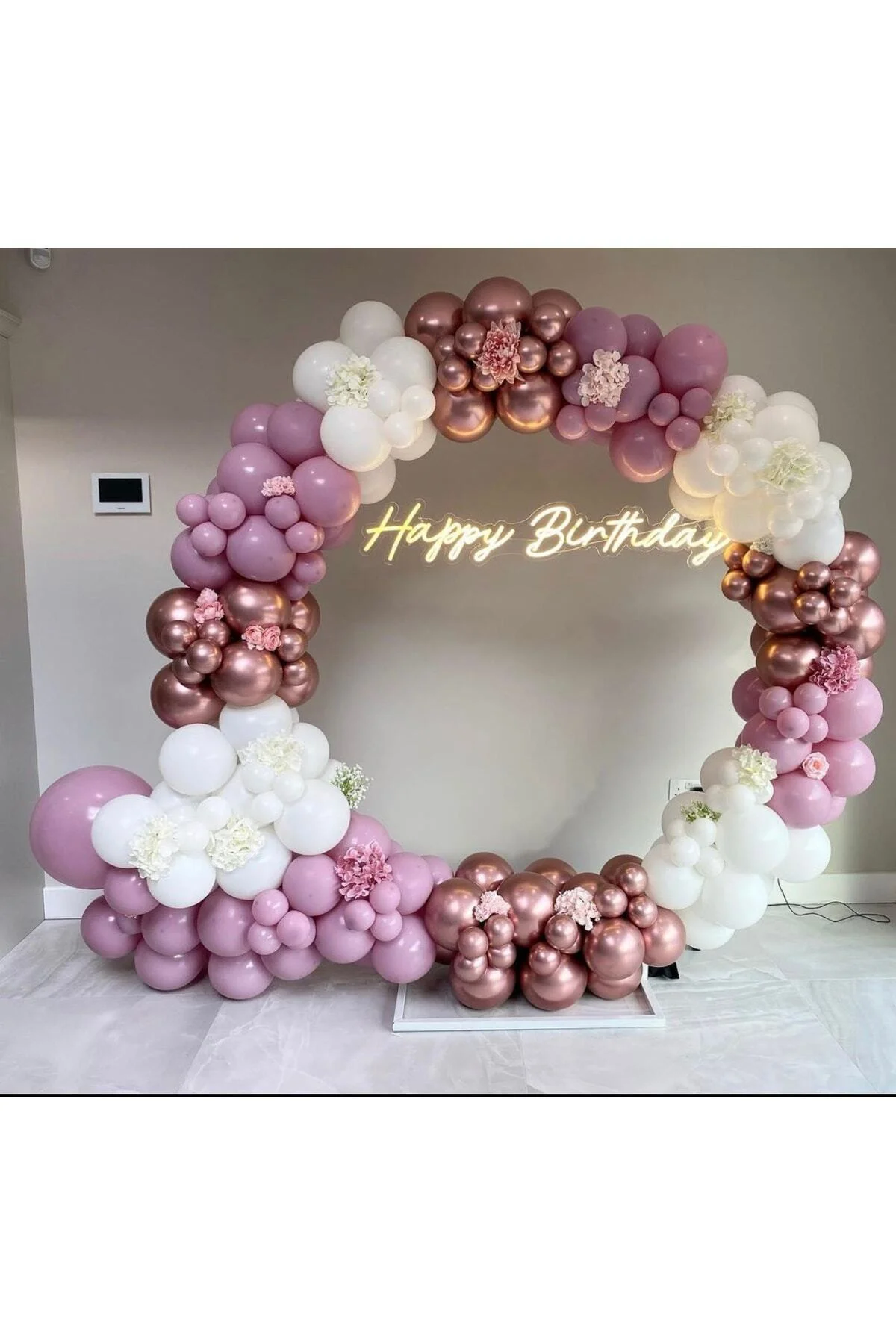 Krom Pembe Toz Pembe Ve Beyaz Balon Zinciri 50 Adet