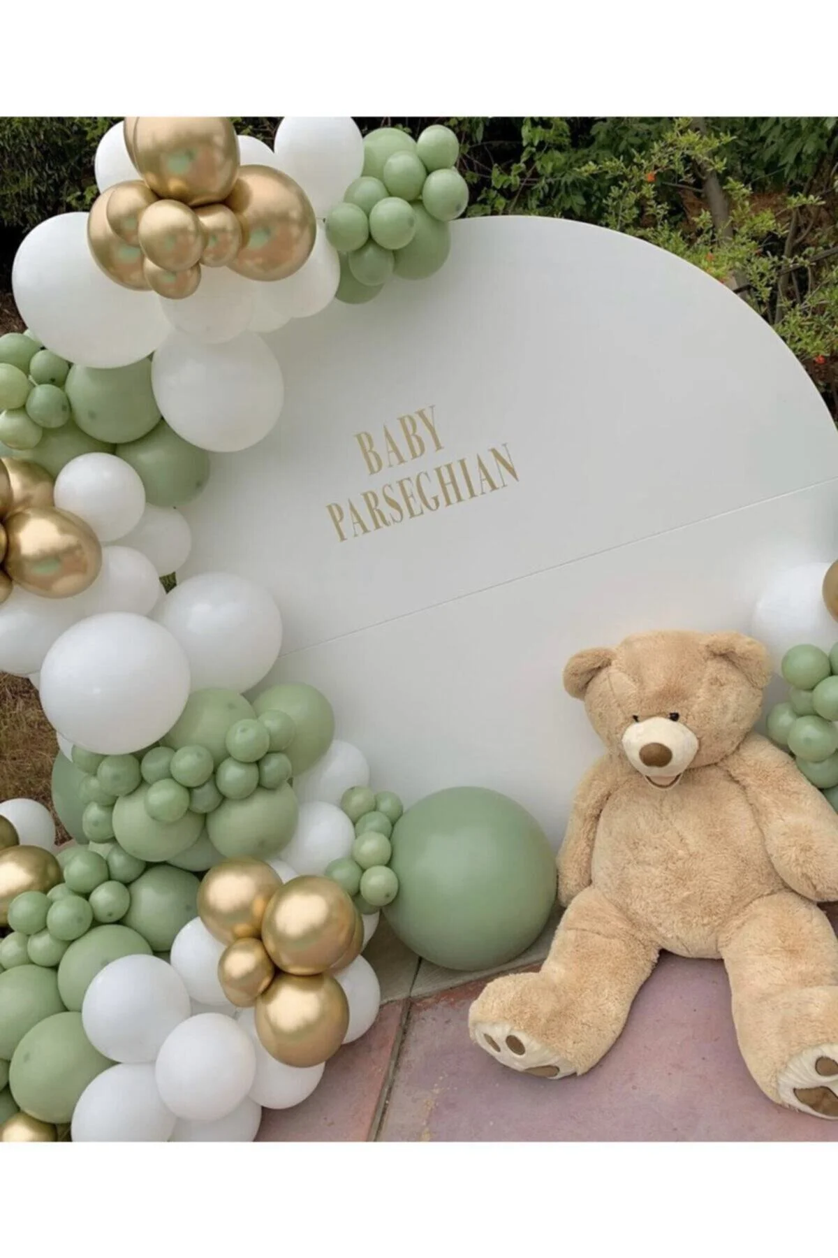 Küf Yeşili Beyaz Krom Gold Balon Konsept Zinciri 100 Adet