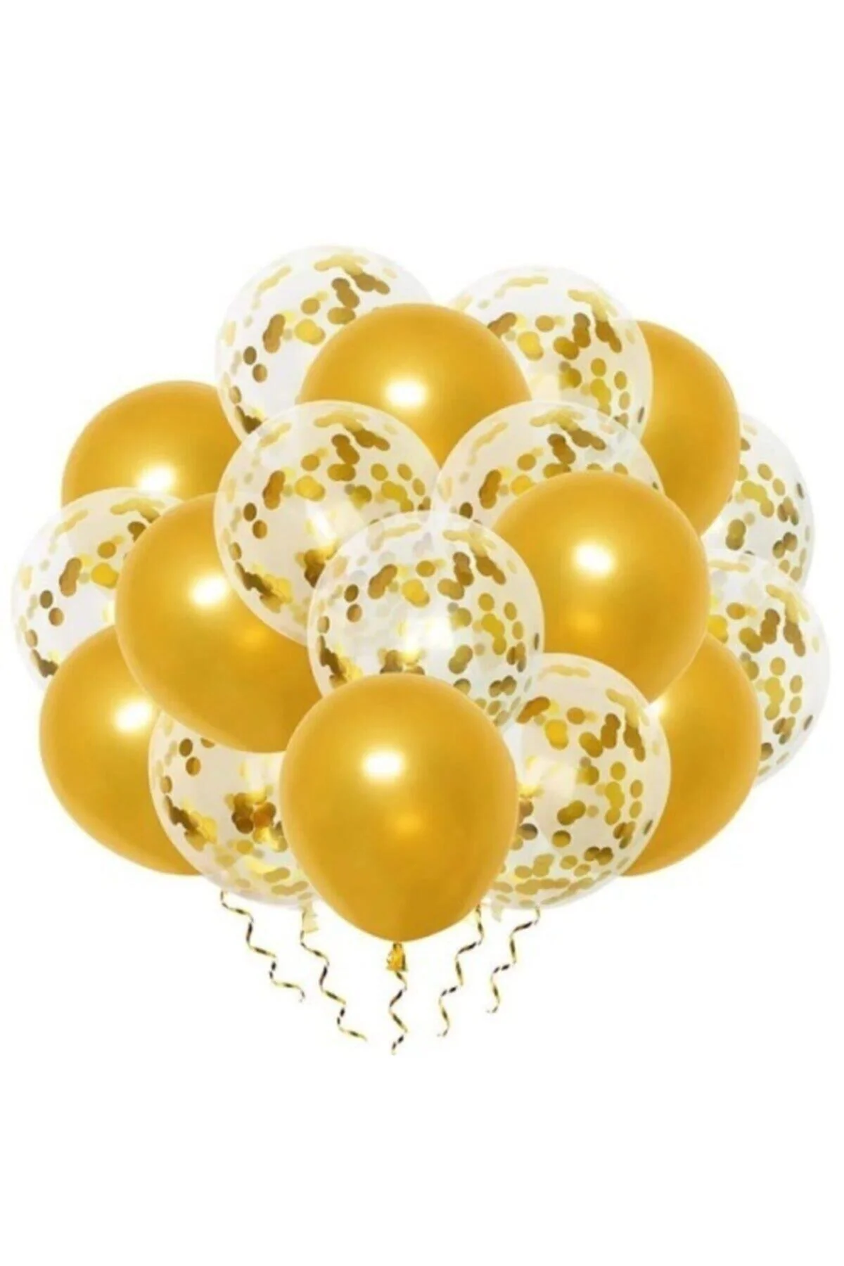 12 Inç Standart Boy Konfetili Balon 20 Adet Altın
